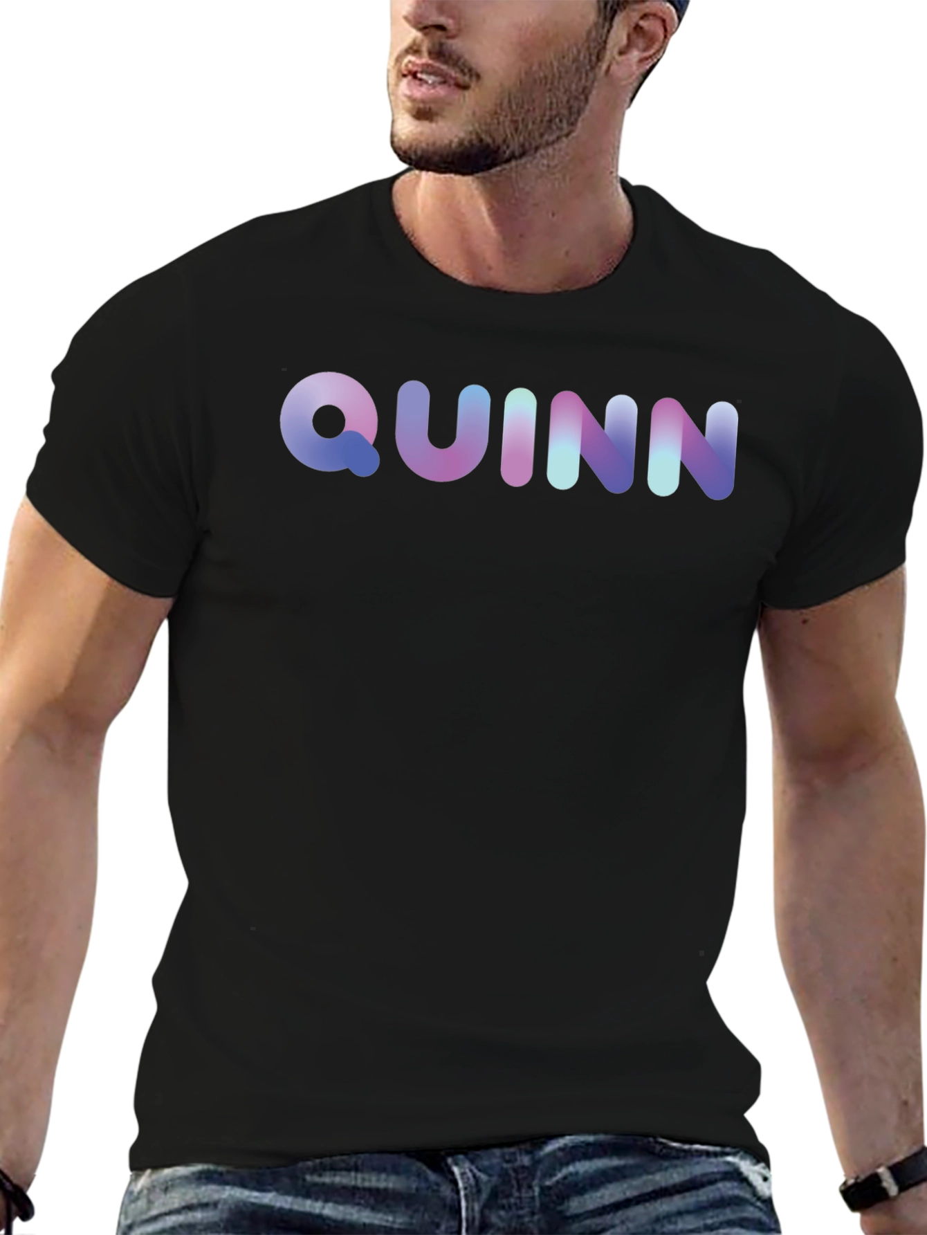 Quinn Gradient Lettering T-Shirt - Soft Cotton Blend