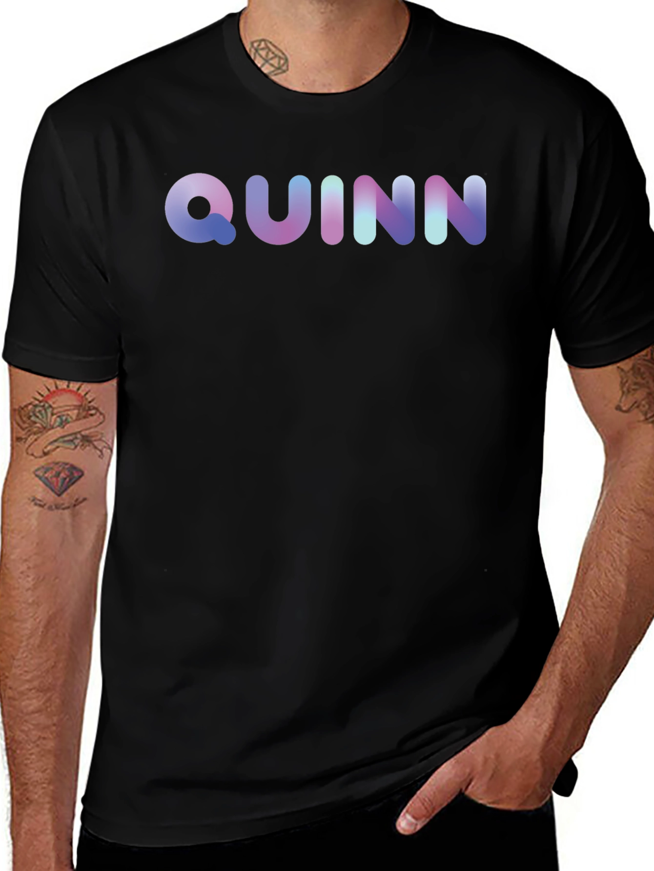 Quinn Gradient Lettering T-Shirt - Soft Cotton Blend