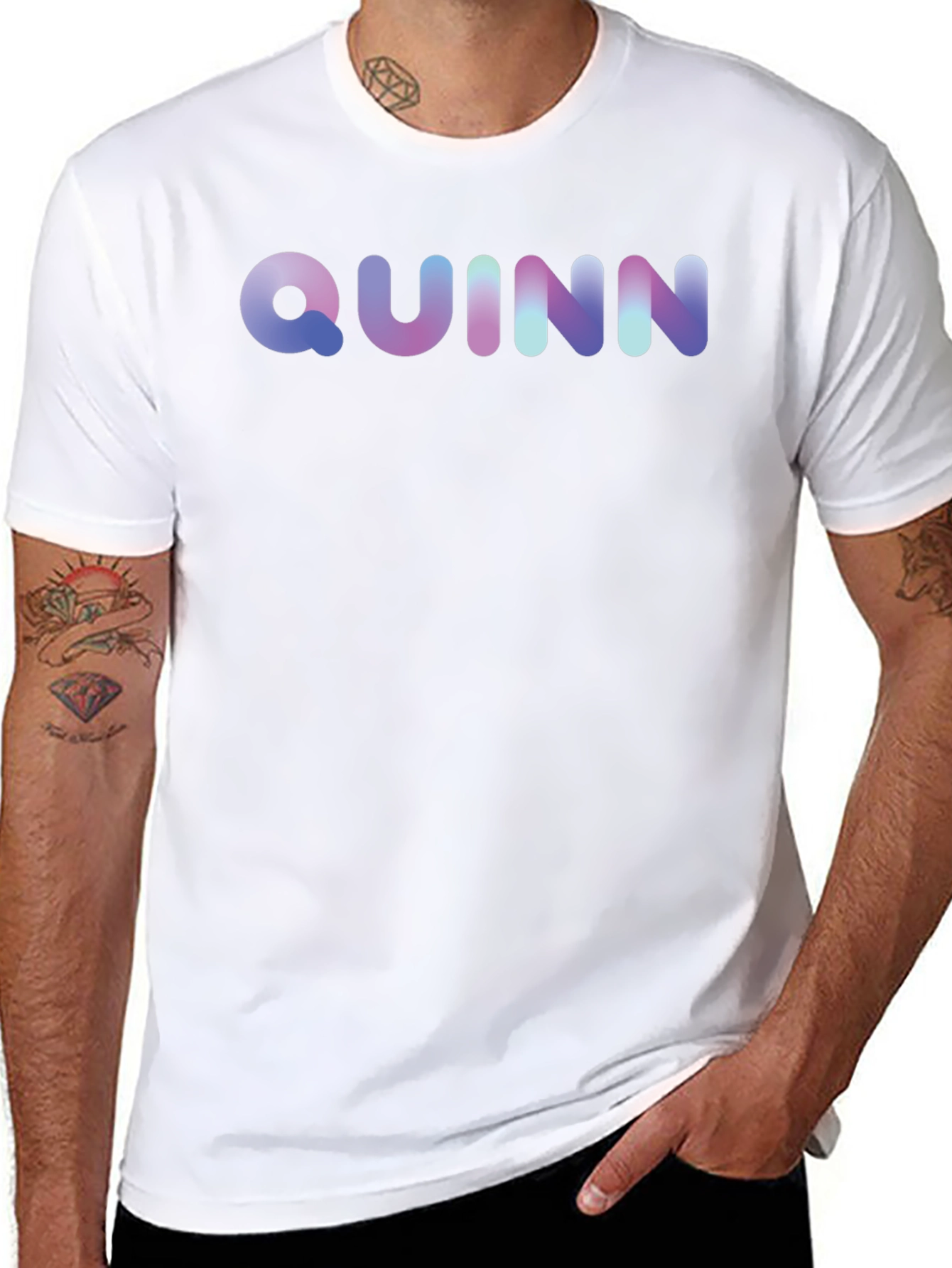 Quinn Gradient Lettering T-Shirt - Soft Cotton Blend