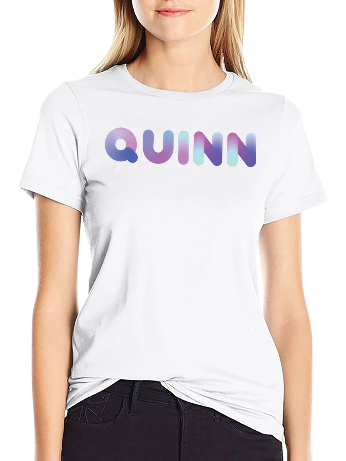 Quinn Gradient Lettering T-Shirt - Soft Cotton Blend