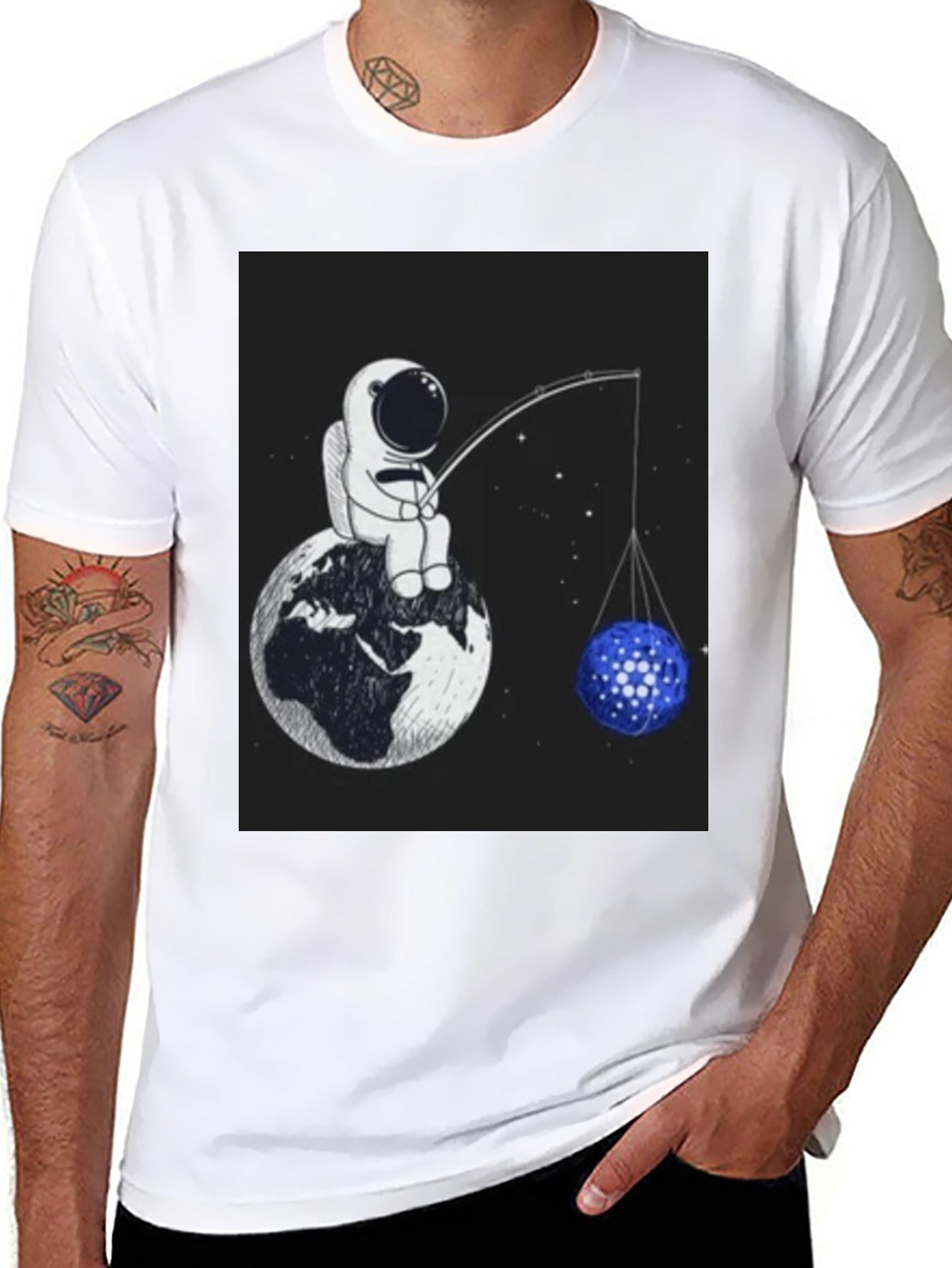 Astronaut Fishing T-Shirt - Unique Space Design
