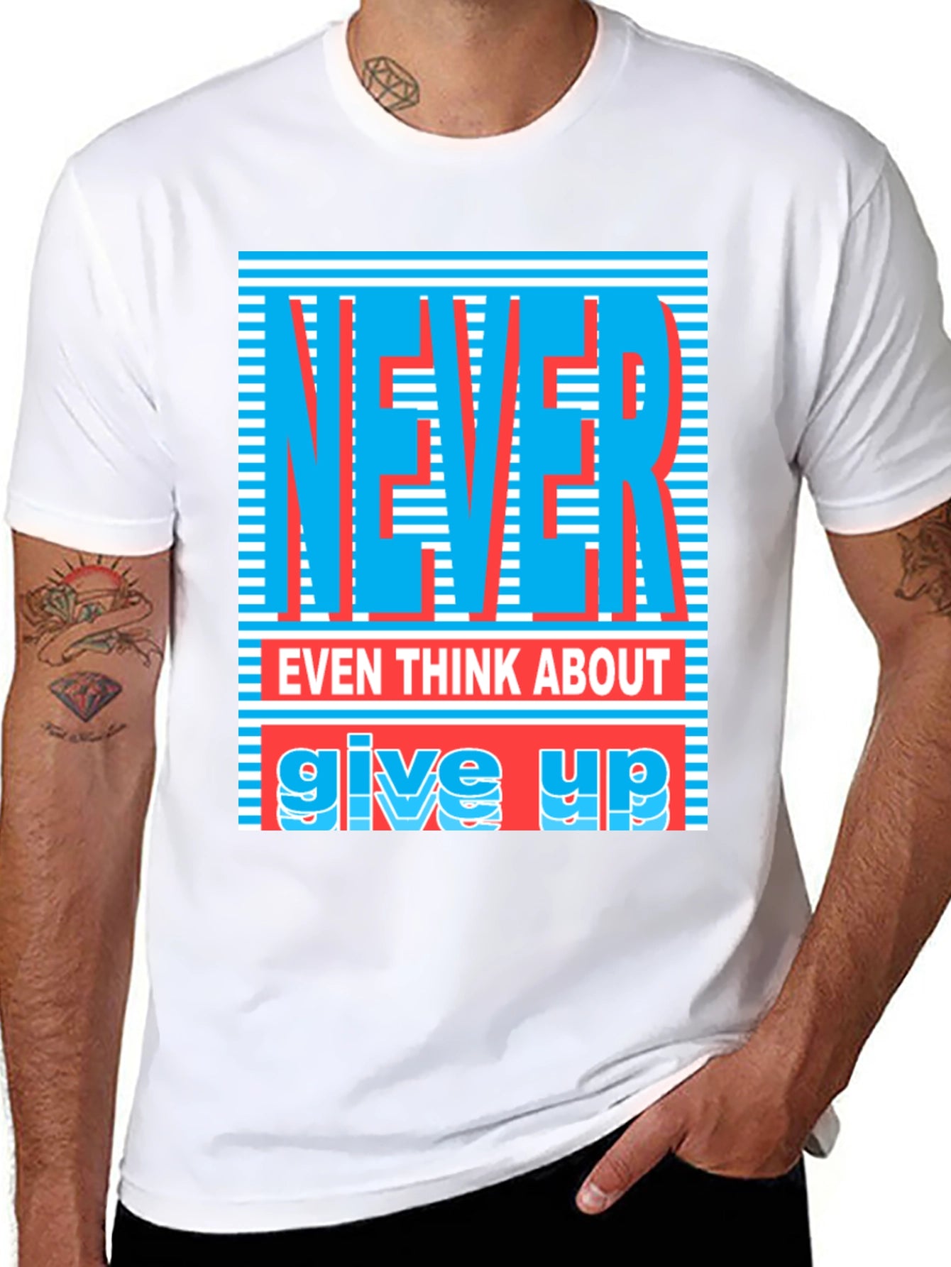 Never Give Up Graphic T-Shirt - Motivational Tee