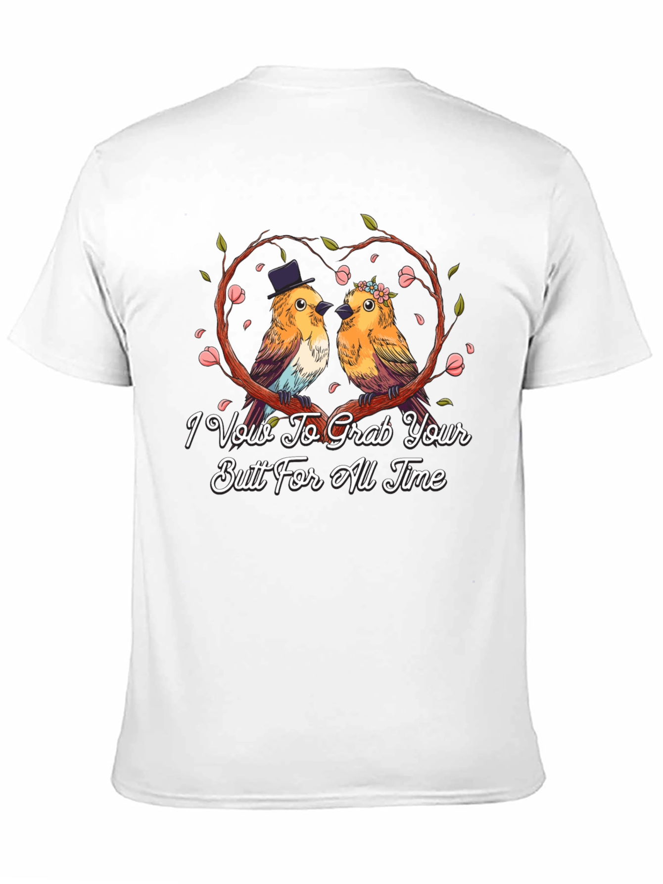 Funny Wedding Vow Birds Black T-Shirt