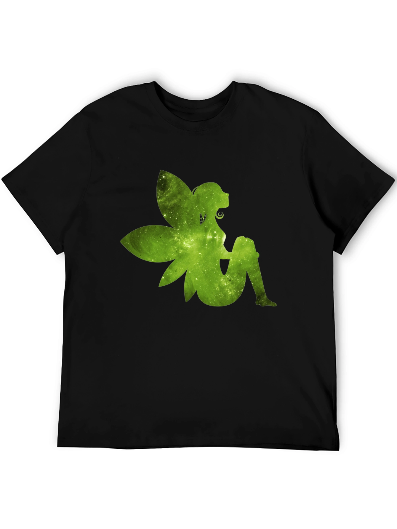 Fairy Silhouette Graphic Tee - Black Cotton T-Shirt