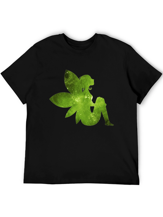 Fairy Silhouette Graphic Tee - Black Cotton T-Shirt