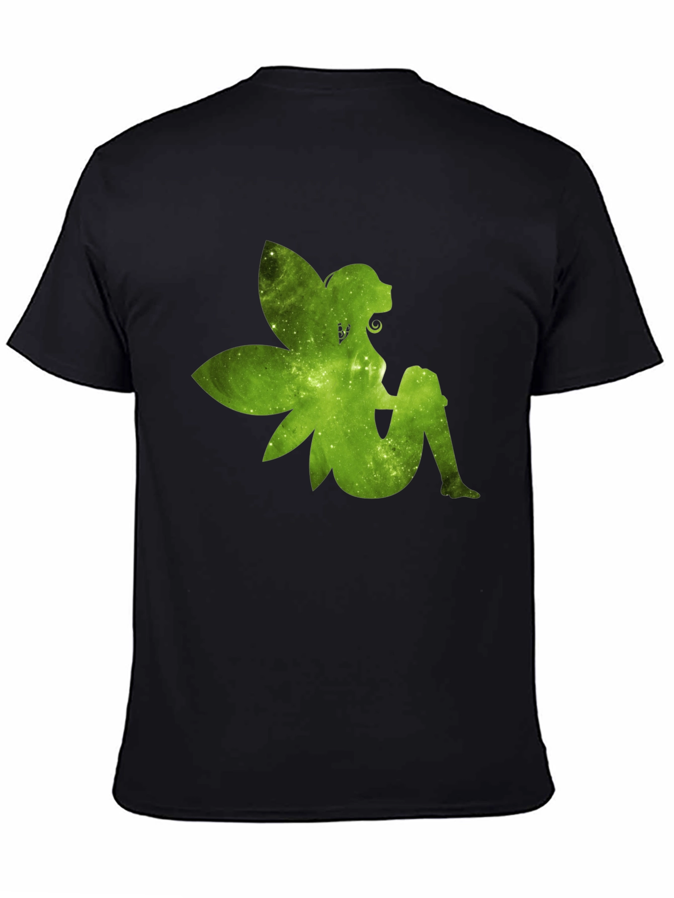 Fairy Silhouette Graphic Tee - Black Cotton T-Shirt