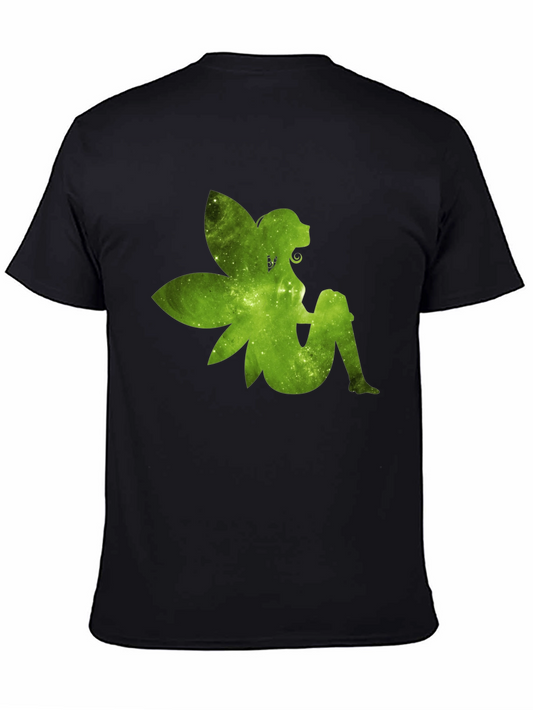 Fairy Silhouette Graphic Tee - Black Cotton T-Shirt