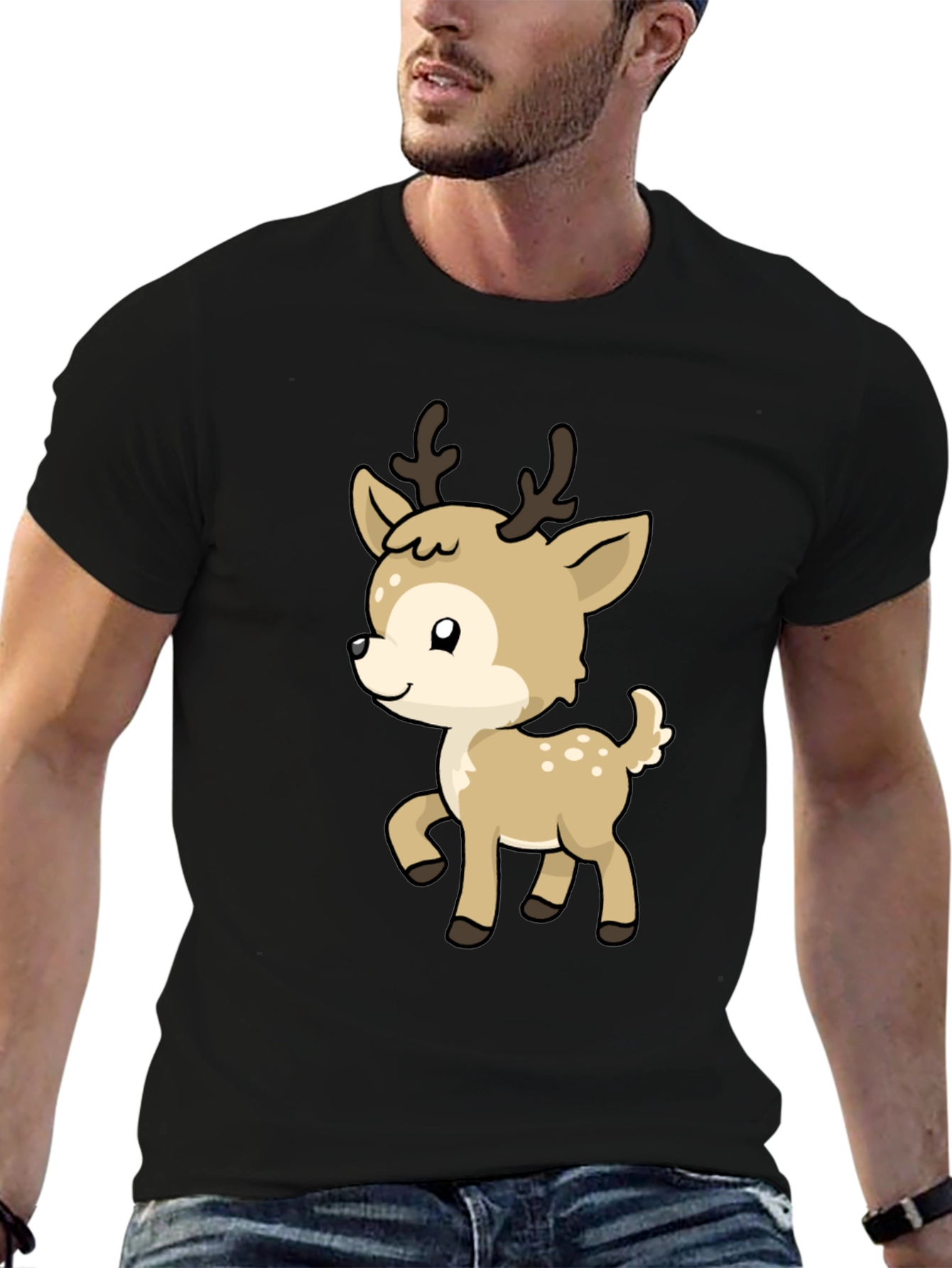 Cute Deer Graphic Tee - Soft Cotton Blend