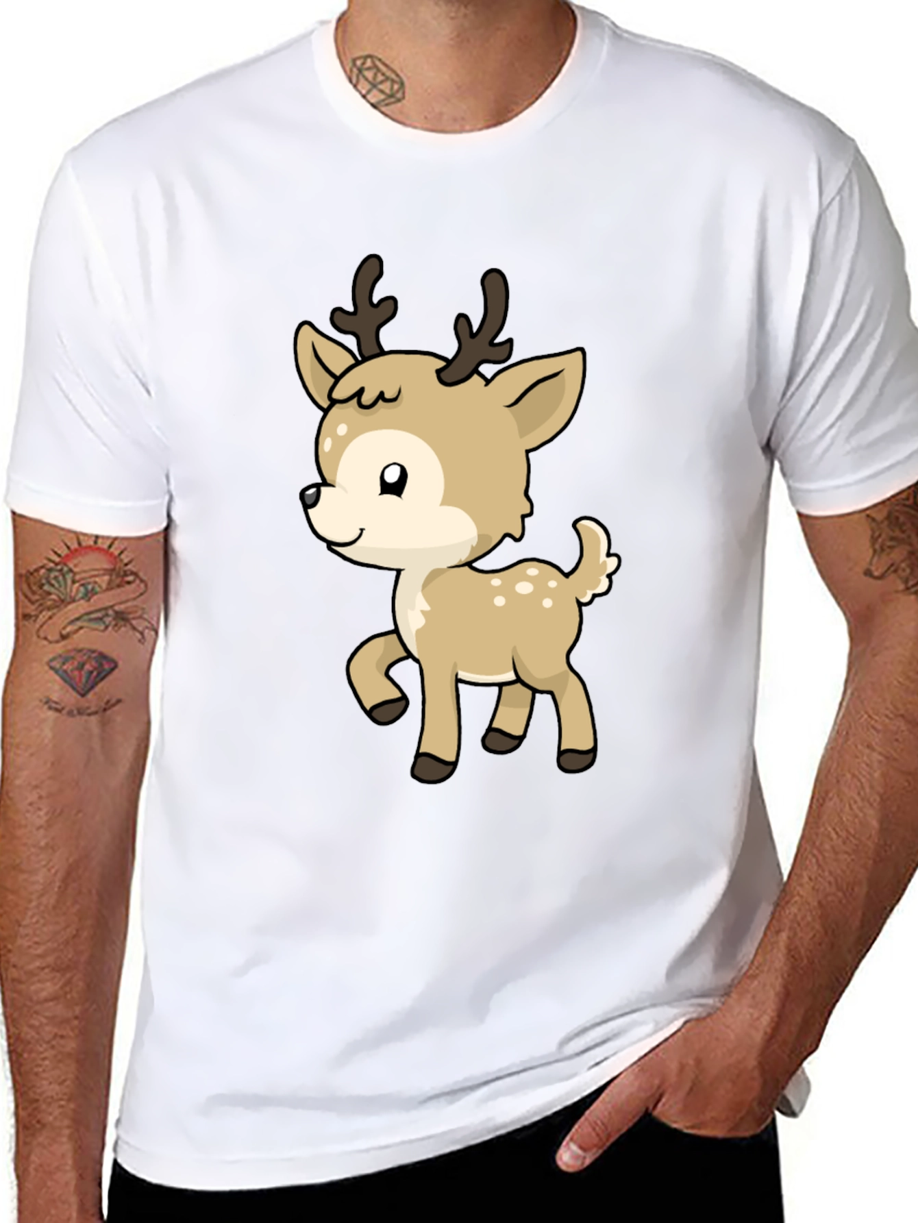 Cute Deer Graphic Tee - Soft Cotton Blend