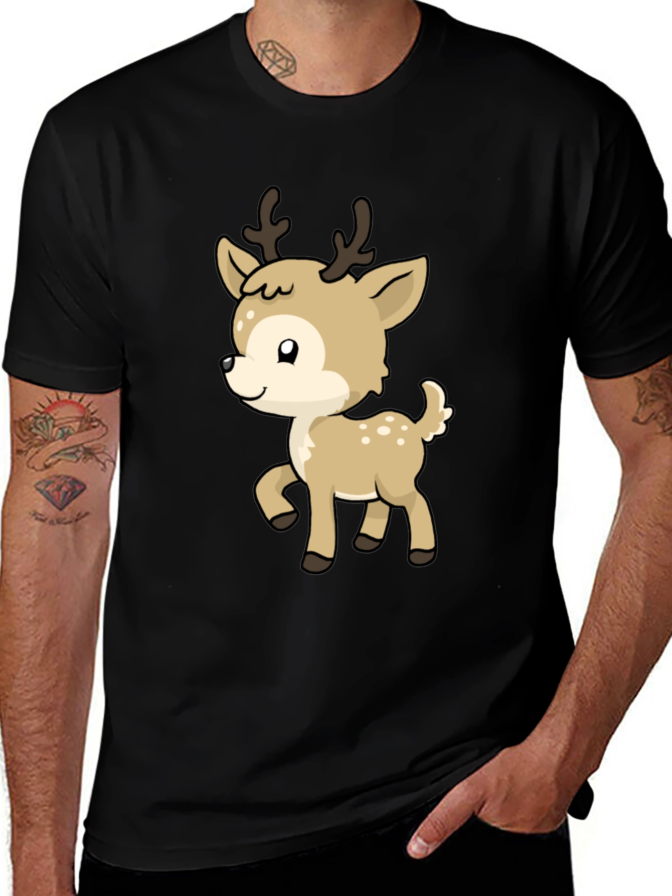 Cute Deer Graphic Tee - Soft Cotton Blend