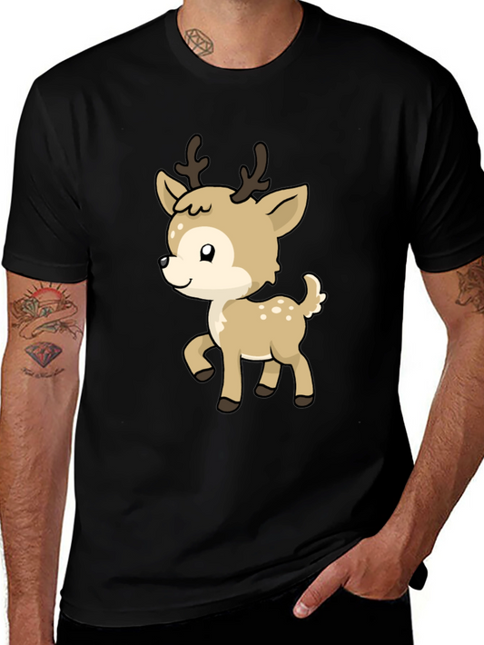 Cute Deer Graphic Tee - Soft Cotton Blend