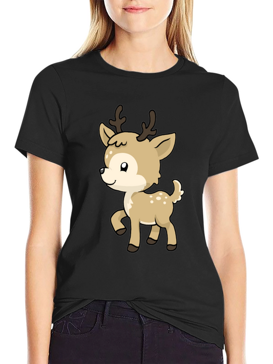 Cute Deer Graphic Tee - Soft Cotton Blend