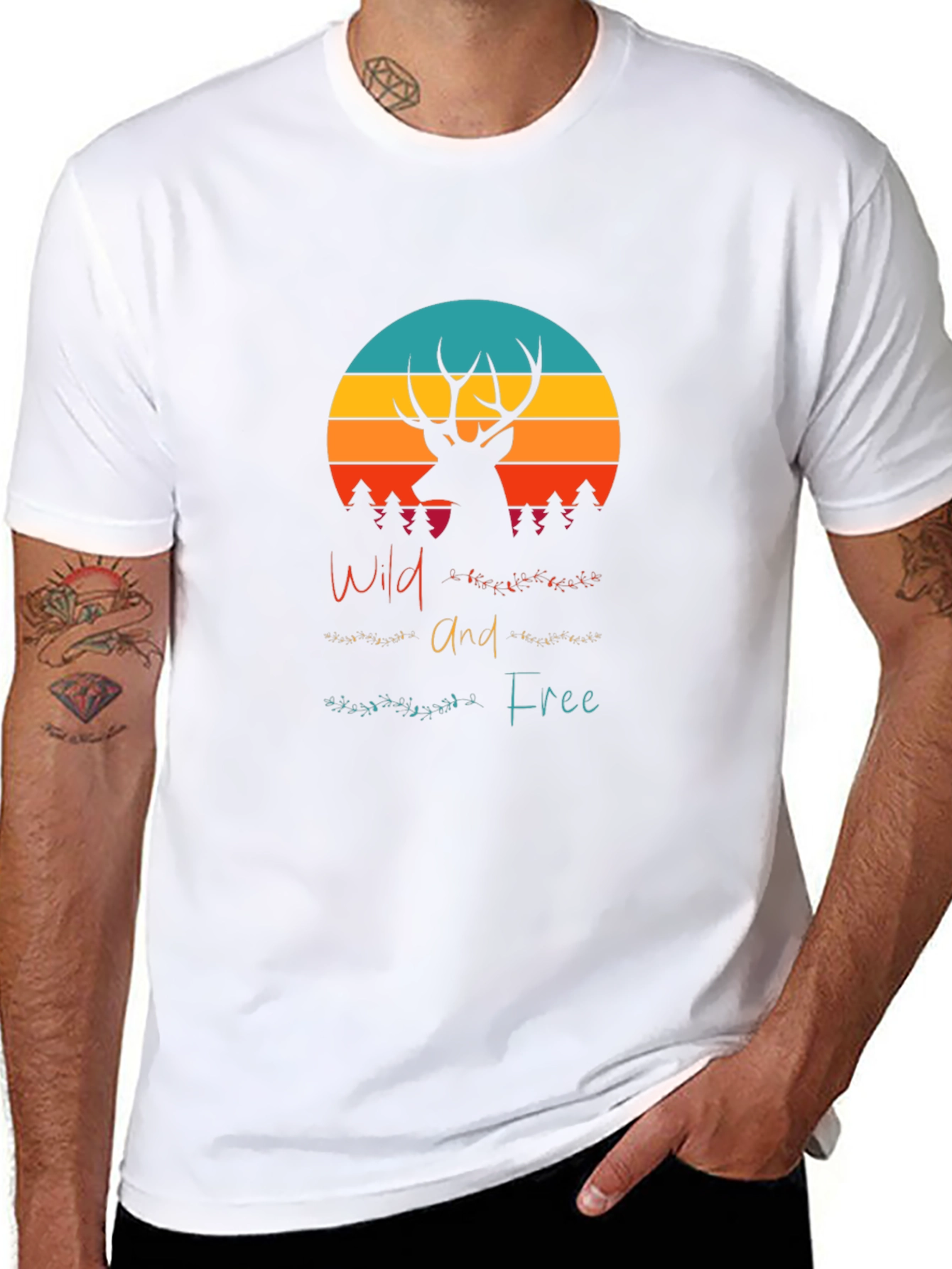 Wild and Free Deer Graphic Tee - Black