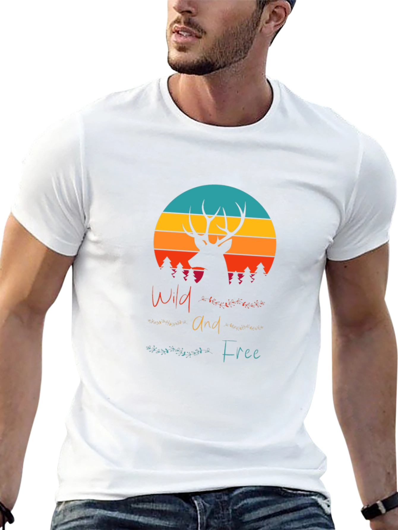 Wild and Free Deer Graphic Tee - Black