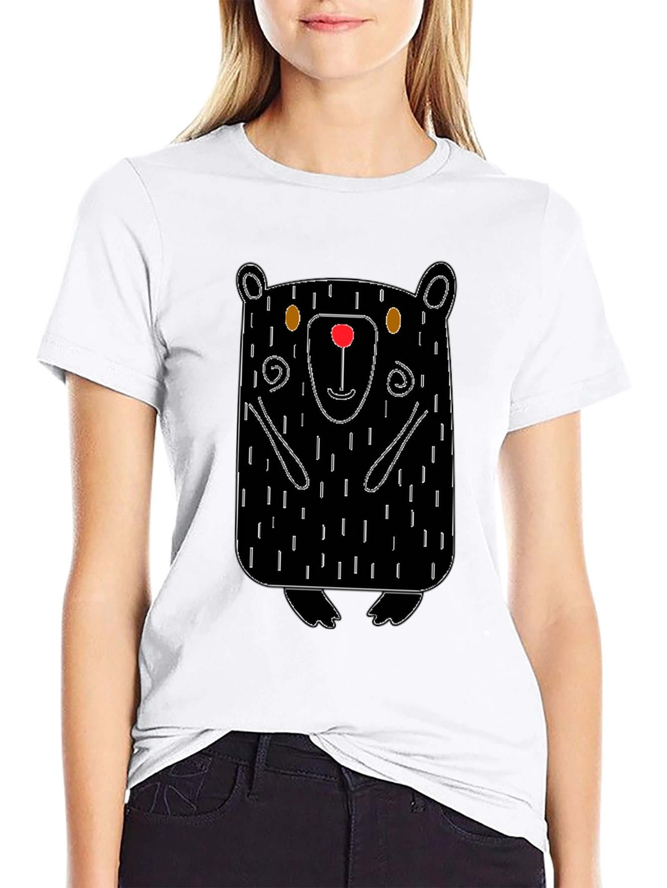 Cute Cartoon Bear Graphic Print T-Shirt