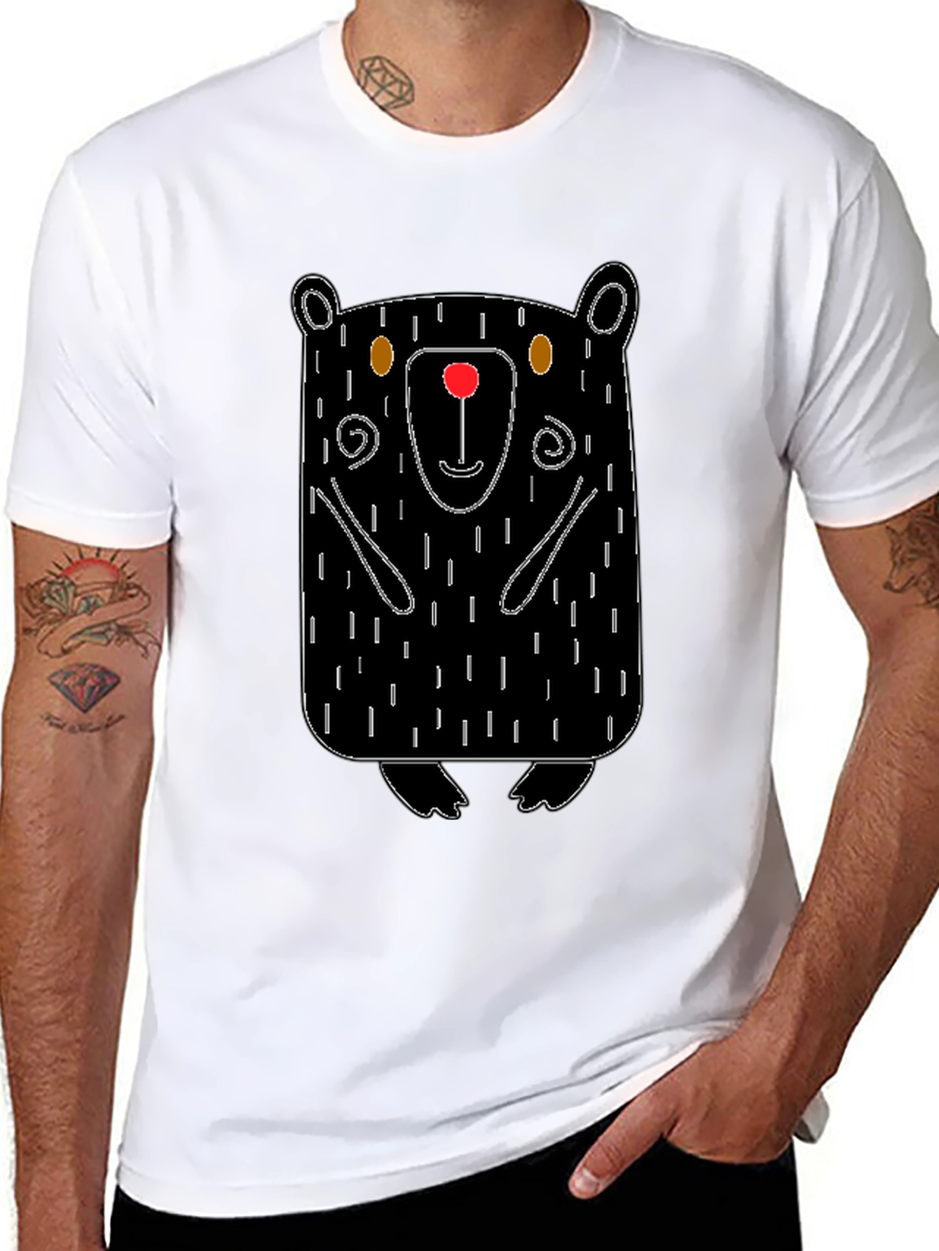 Cute Cartoon Bear Graphic Print T-Shirt