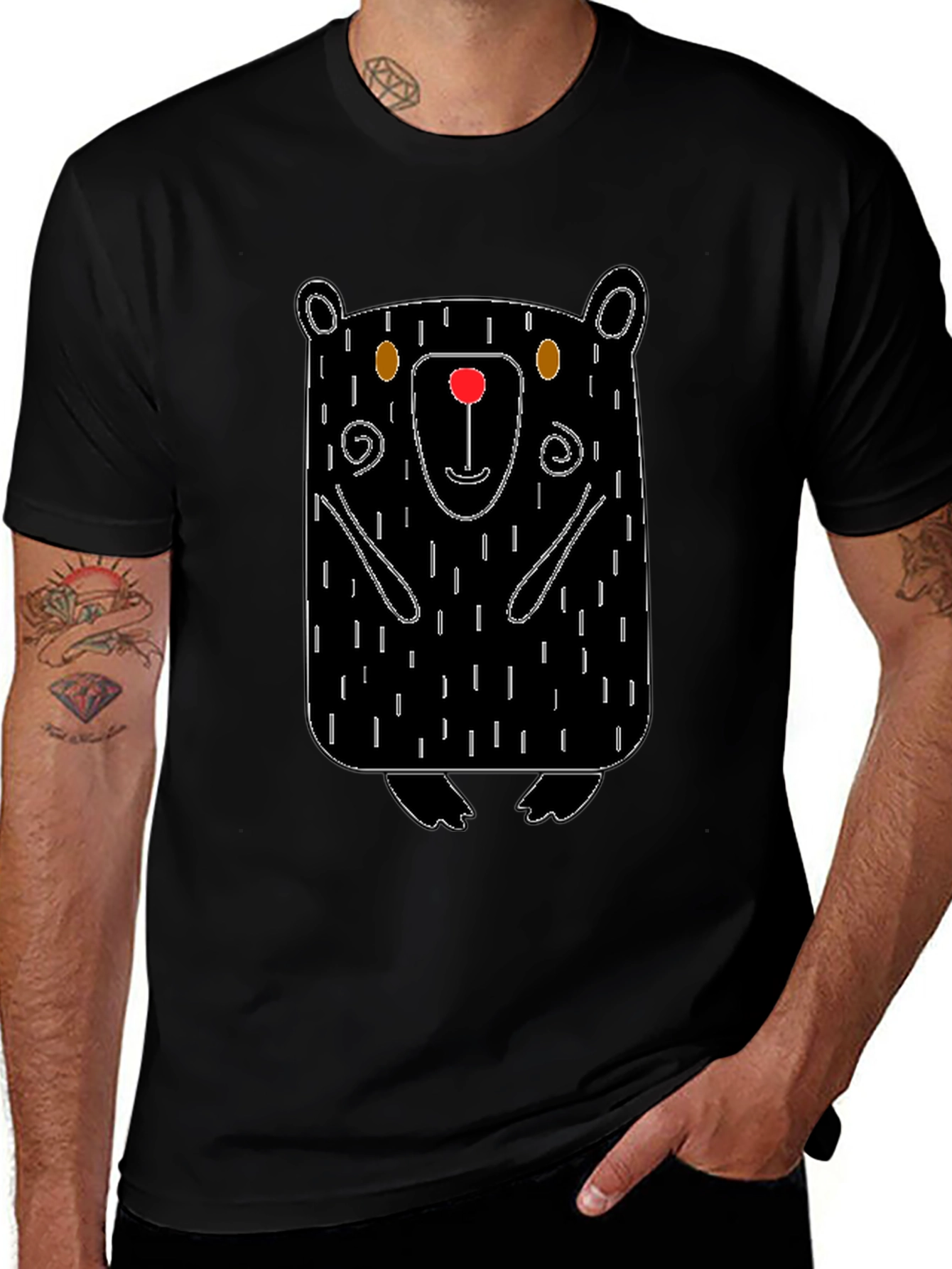 Cute Cartoon Bear Graphic Print T-Shirt