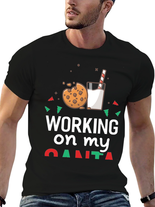 Working On My Santa Cookie Milk Graphic Tee