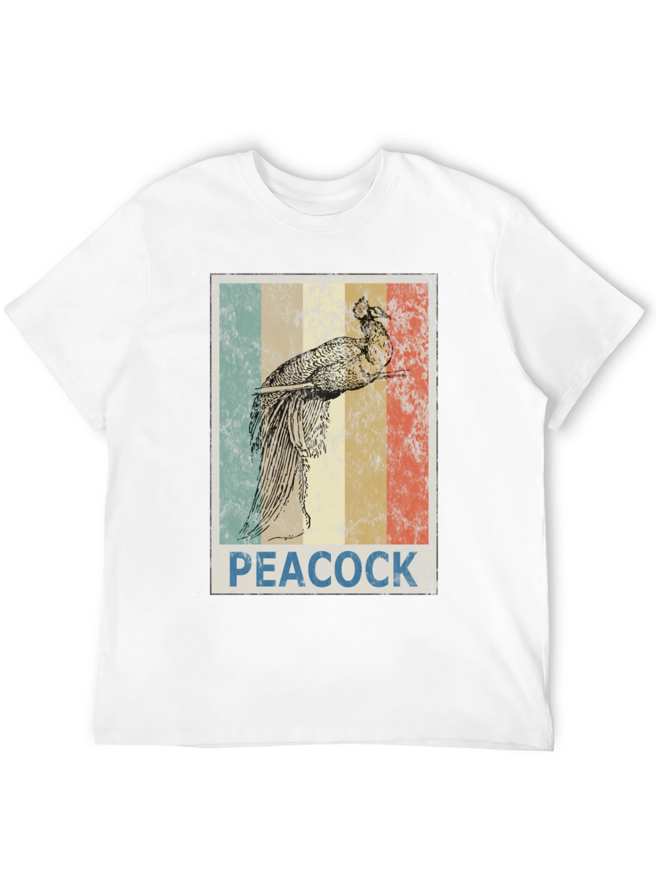Retro Peacock Graphic Tee - Black