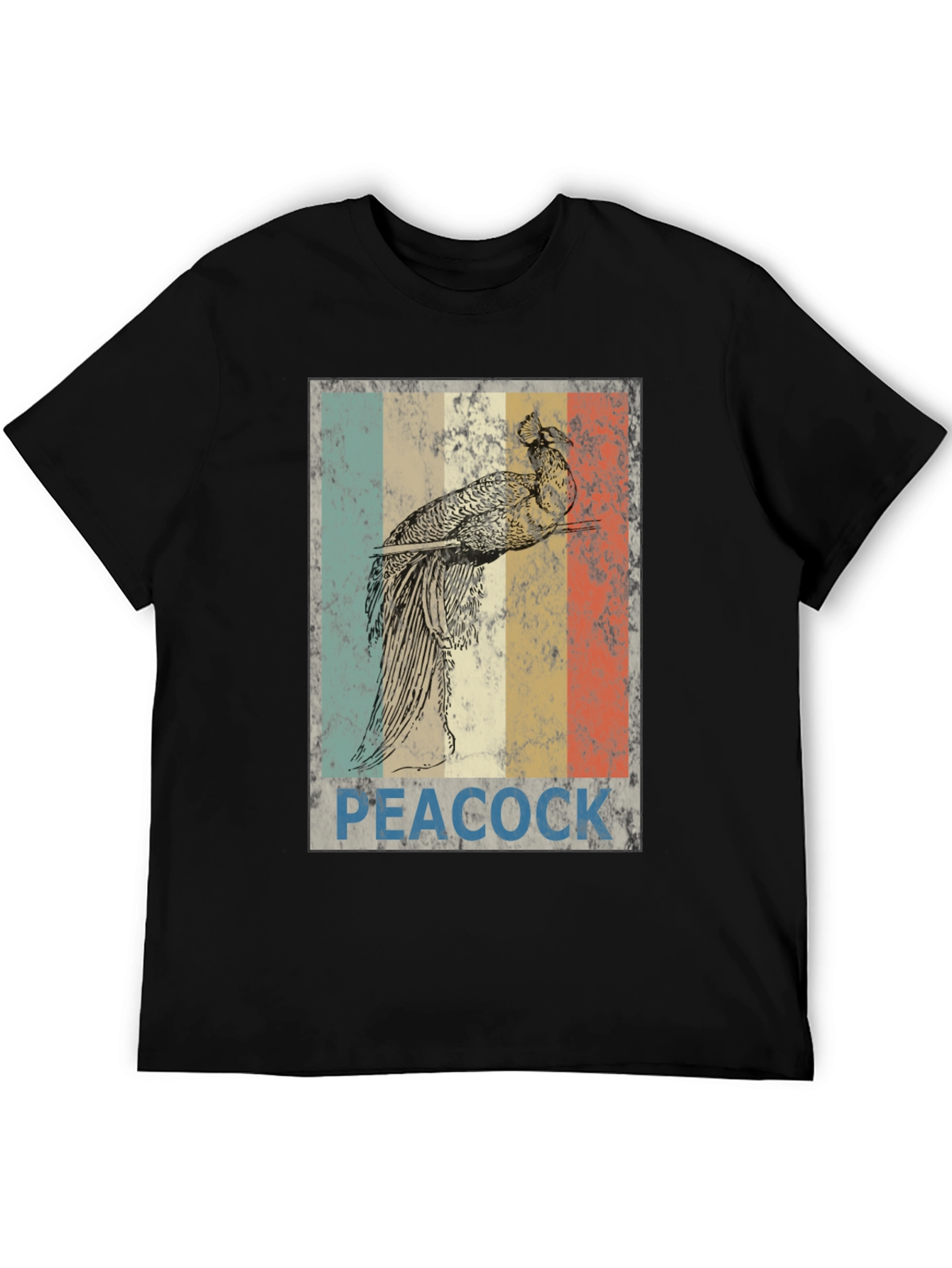 Retro Peacock Graphic Tee - Black