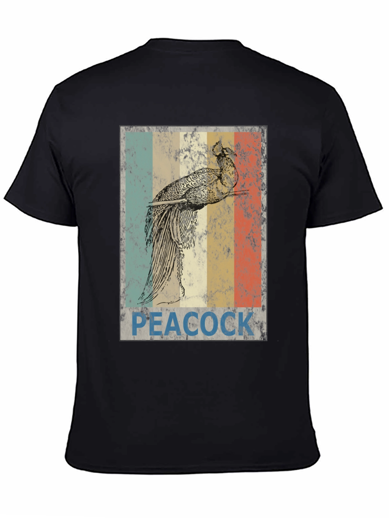 Retro Peacock Graphic Tee - Black