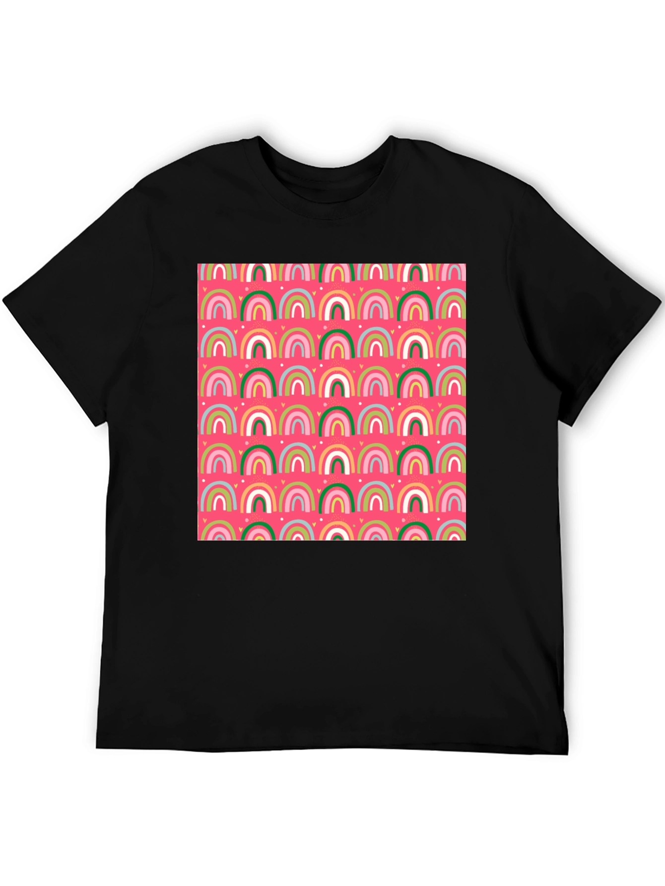 Fun Rainbow Pattern Black T-Shirt