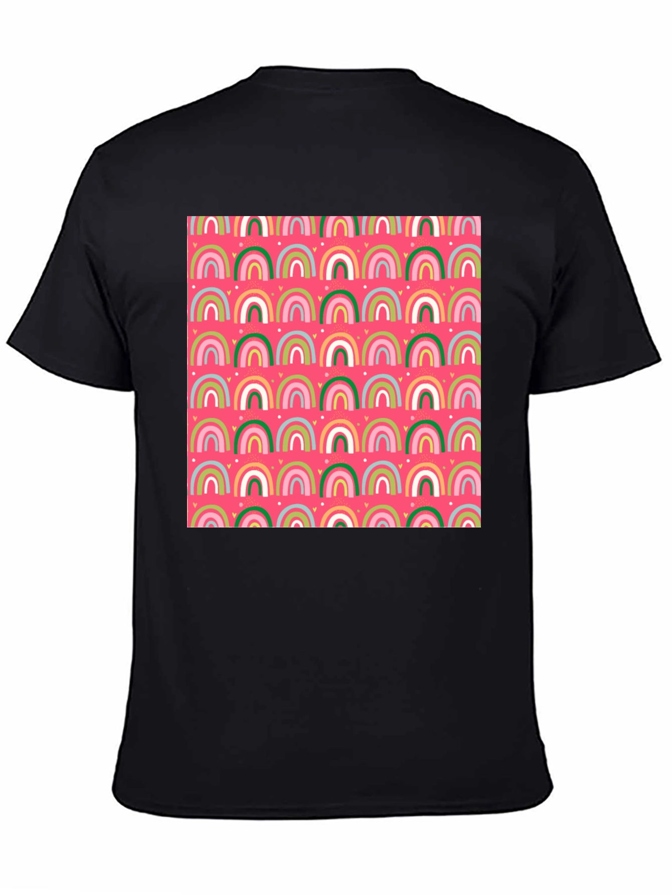 Fun Rainbow Pattern Black T-Shirt