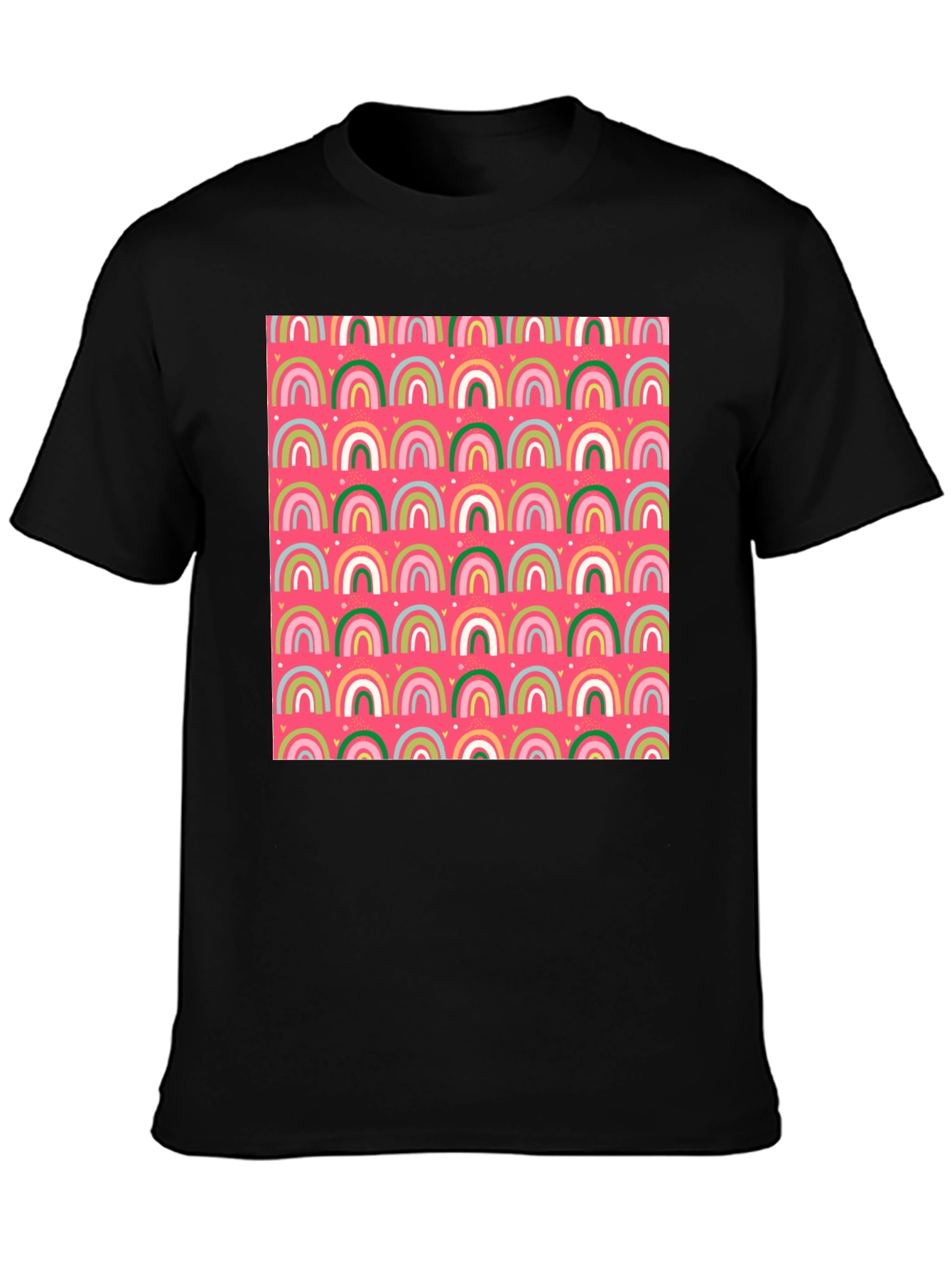 Fun Rainbow Pattern Black T-Shirt