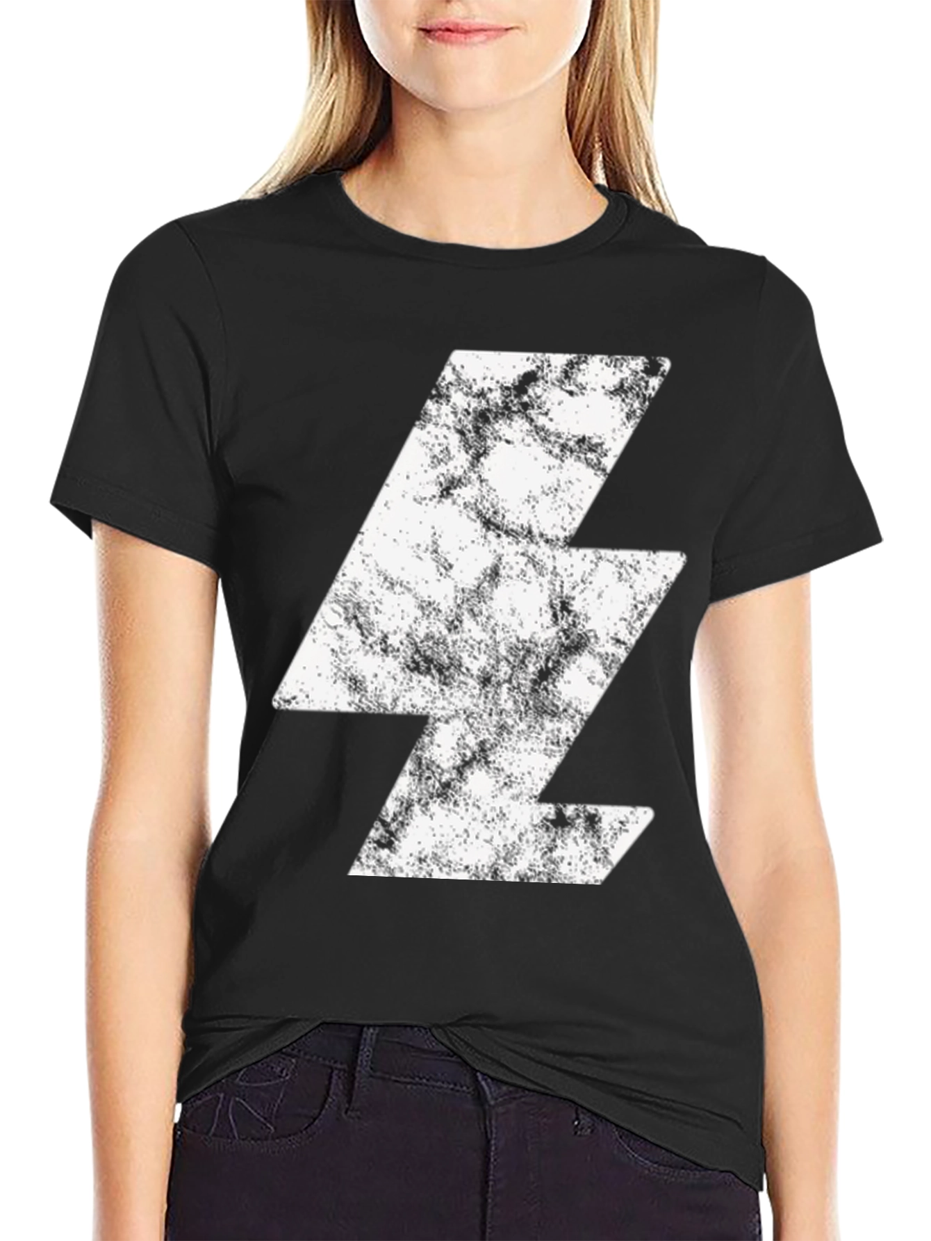 Retro Lightning Bolt Graphic Tee - Black
