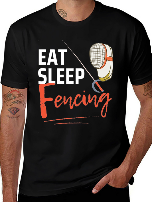 Eat Sleep Fencing T-Shirt - Black Graphic Tee