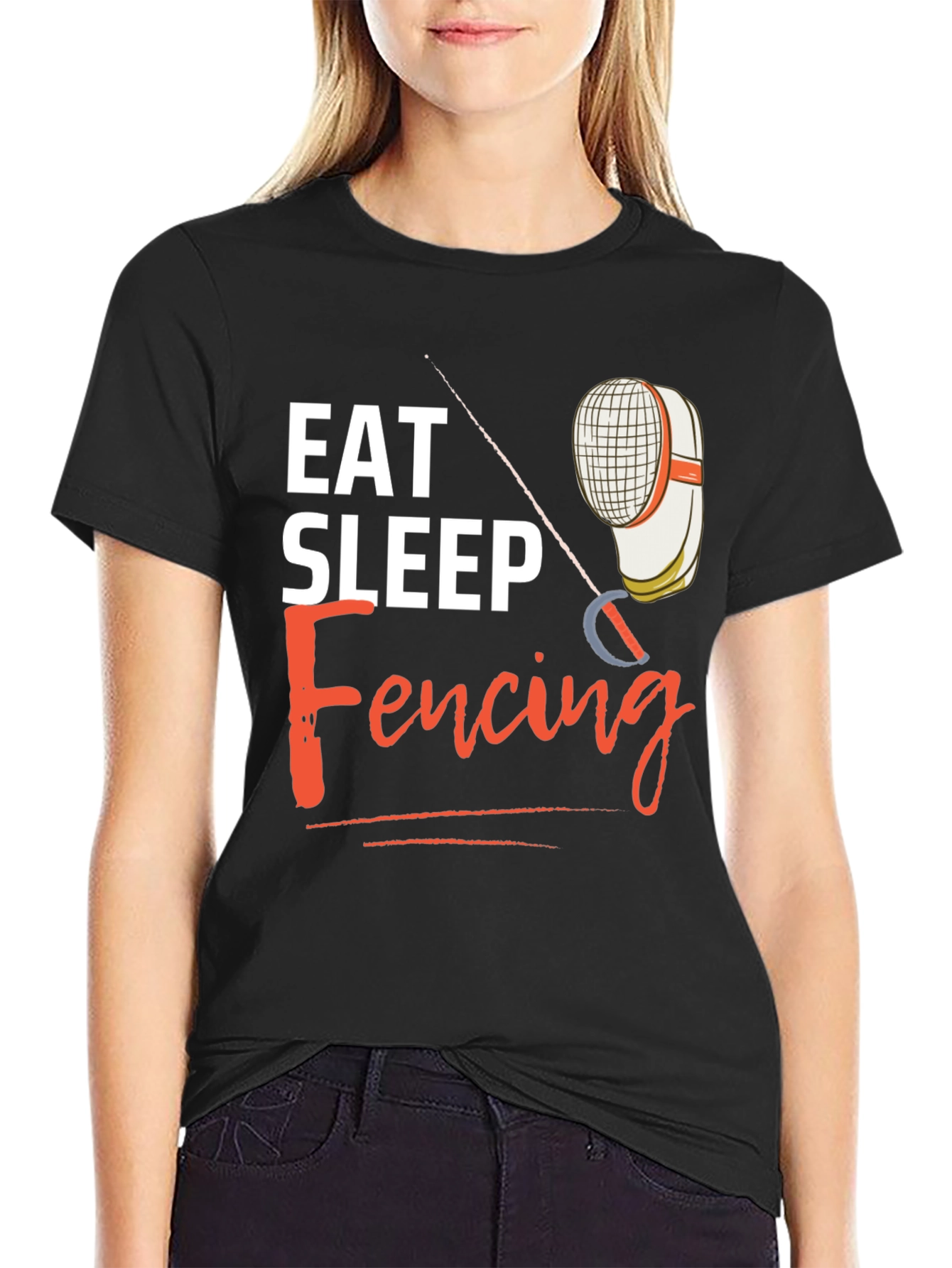 Eat Sleep Fencing T-Shirt - Black Graphic Tee