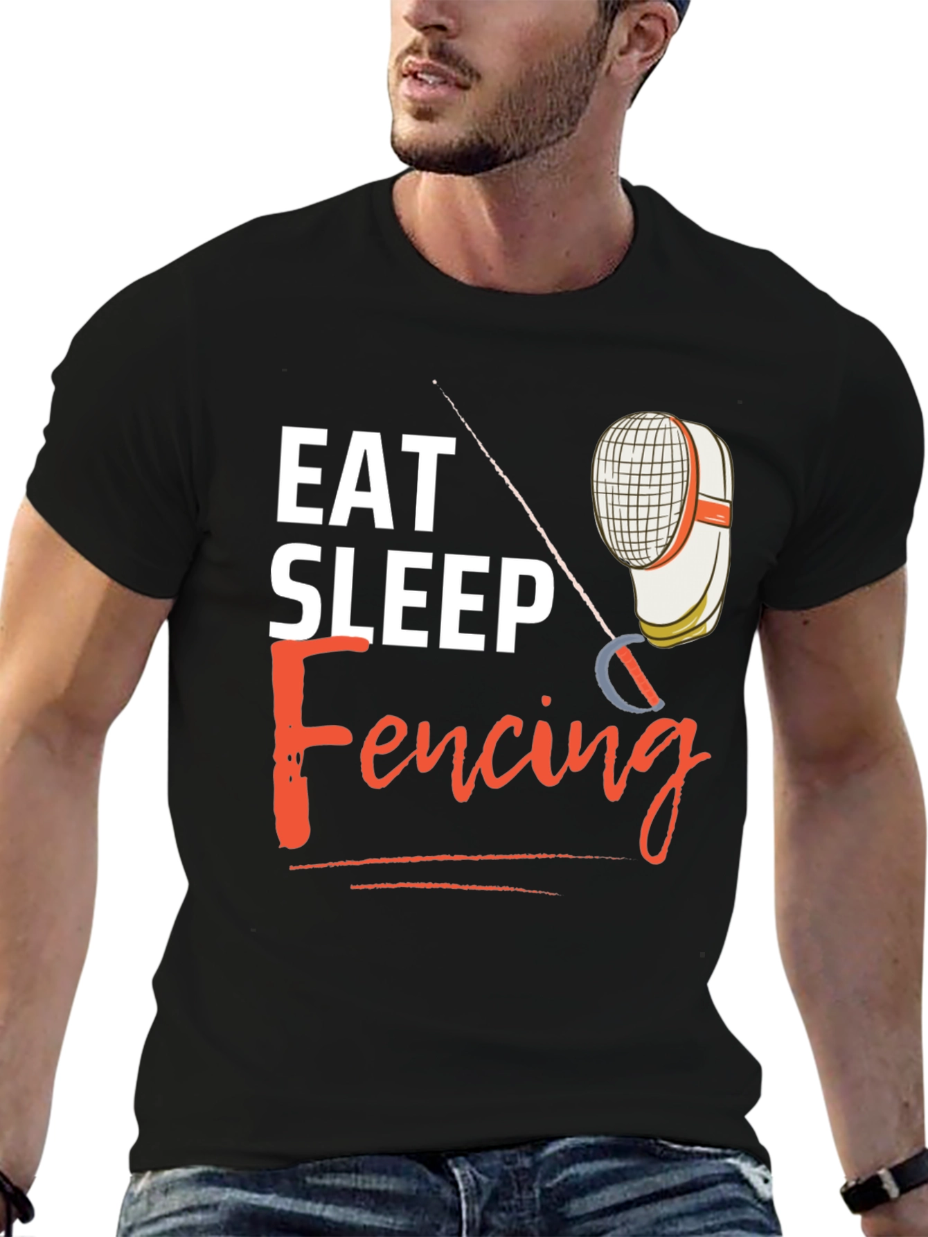 Eat Sleep Fencing T-Shirt - Black Graphic Tee