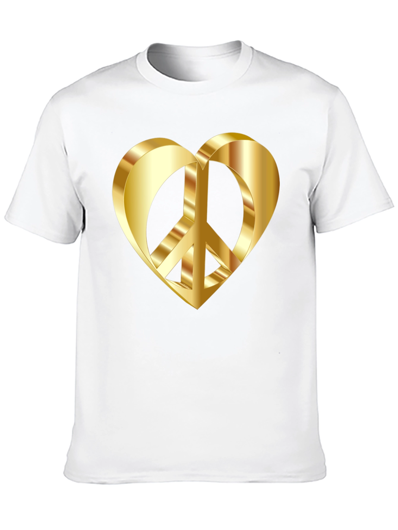 Golden Peace Heart Black T-Shirt