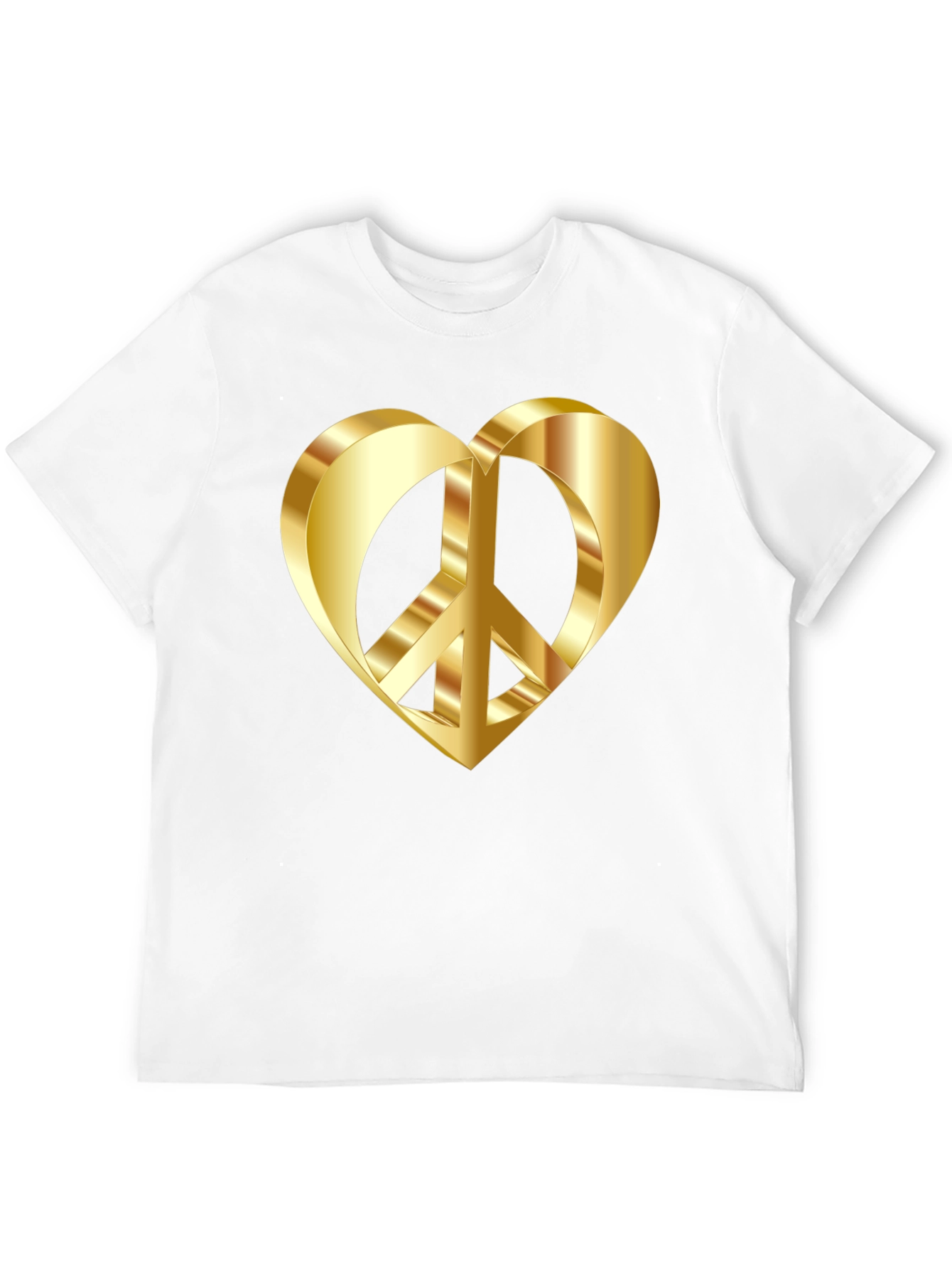 Golden Peace Heart Black T-Shirt