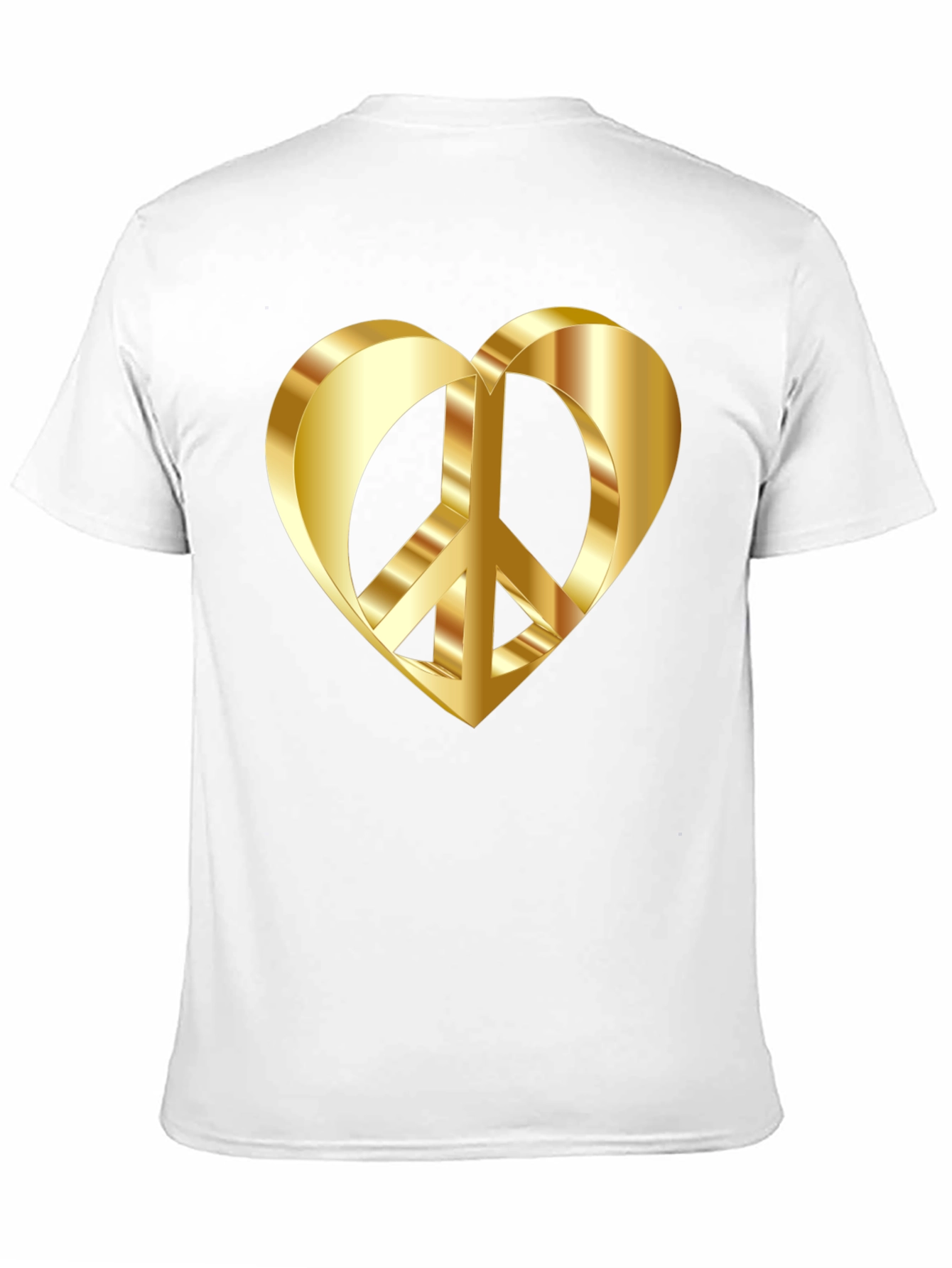 Golden Peace Heart Black T-Shirt