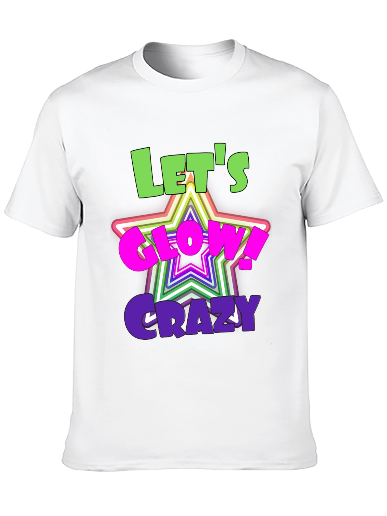 Lets Glow Crazy Graphic Black T-Shirt
