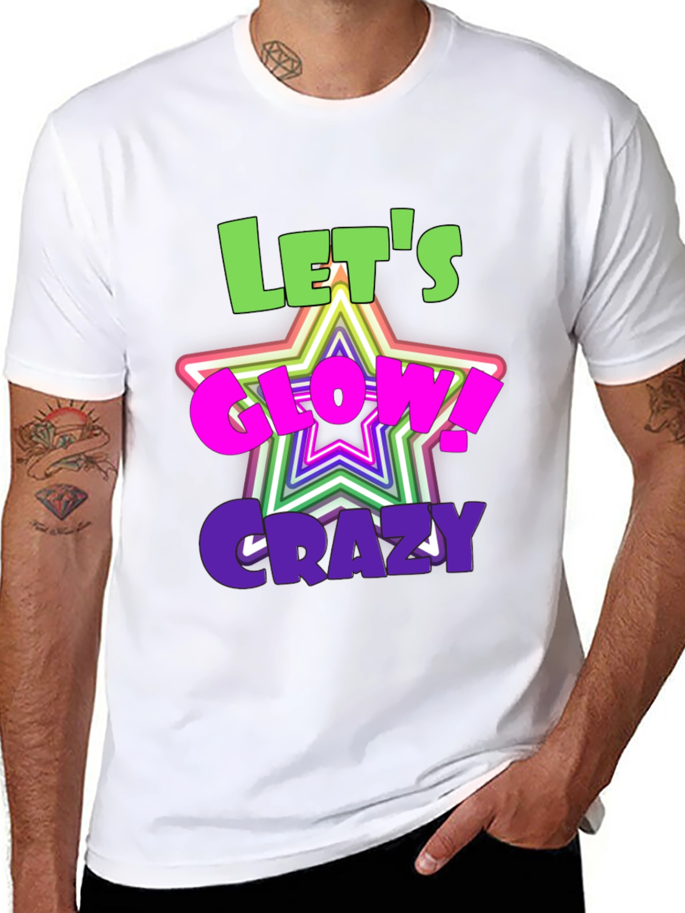 Lets Glow Crazy Graphic Black T-Shirt