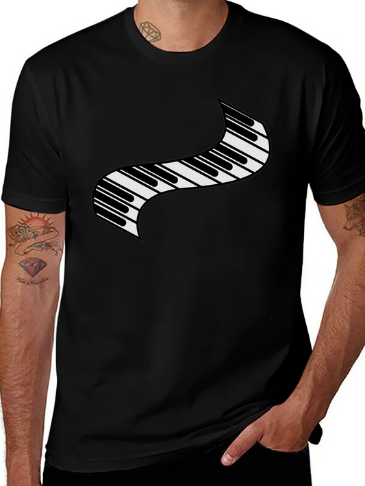 Piano Keys Graphic Tee - Black Short Sleeve T-Shirt