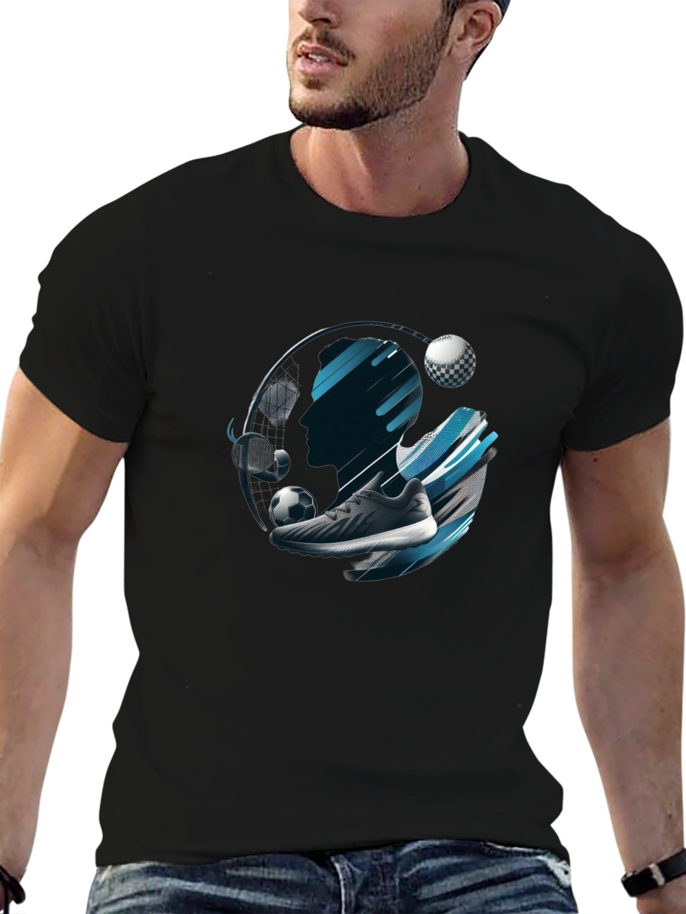 Sports Graphic Black T-Shirt