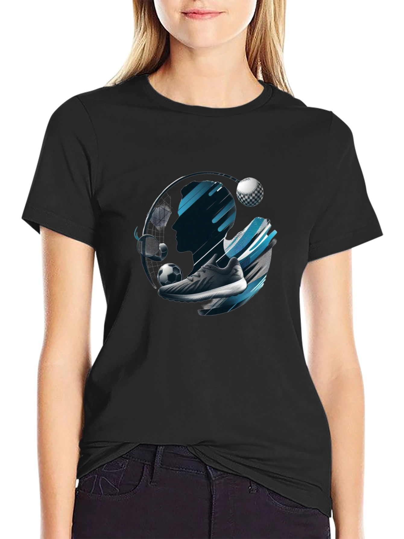 Sports Graphic Black T-Shirt