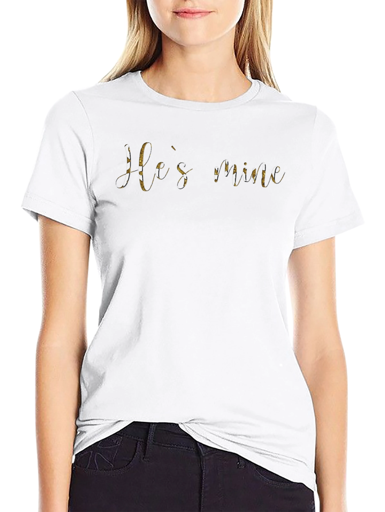 Hes Mine T-Shirt - Black Cotton Blend Tee