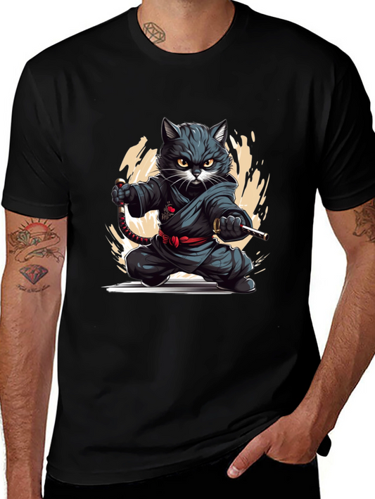 Ninja Cat Graphic Tee - Black T-Shirt