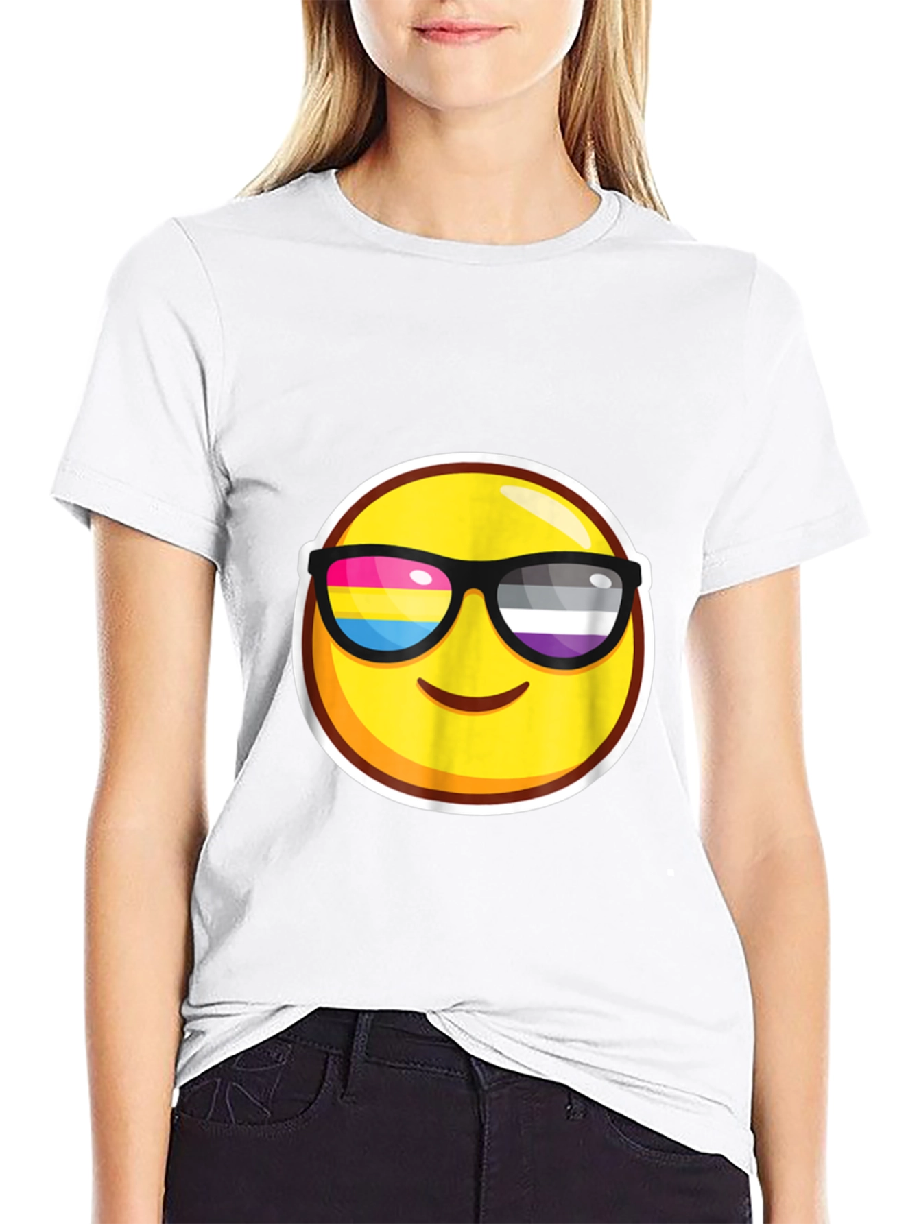 Emoji Pride Sunglasses Black T-Shirt