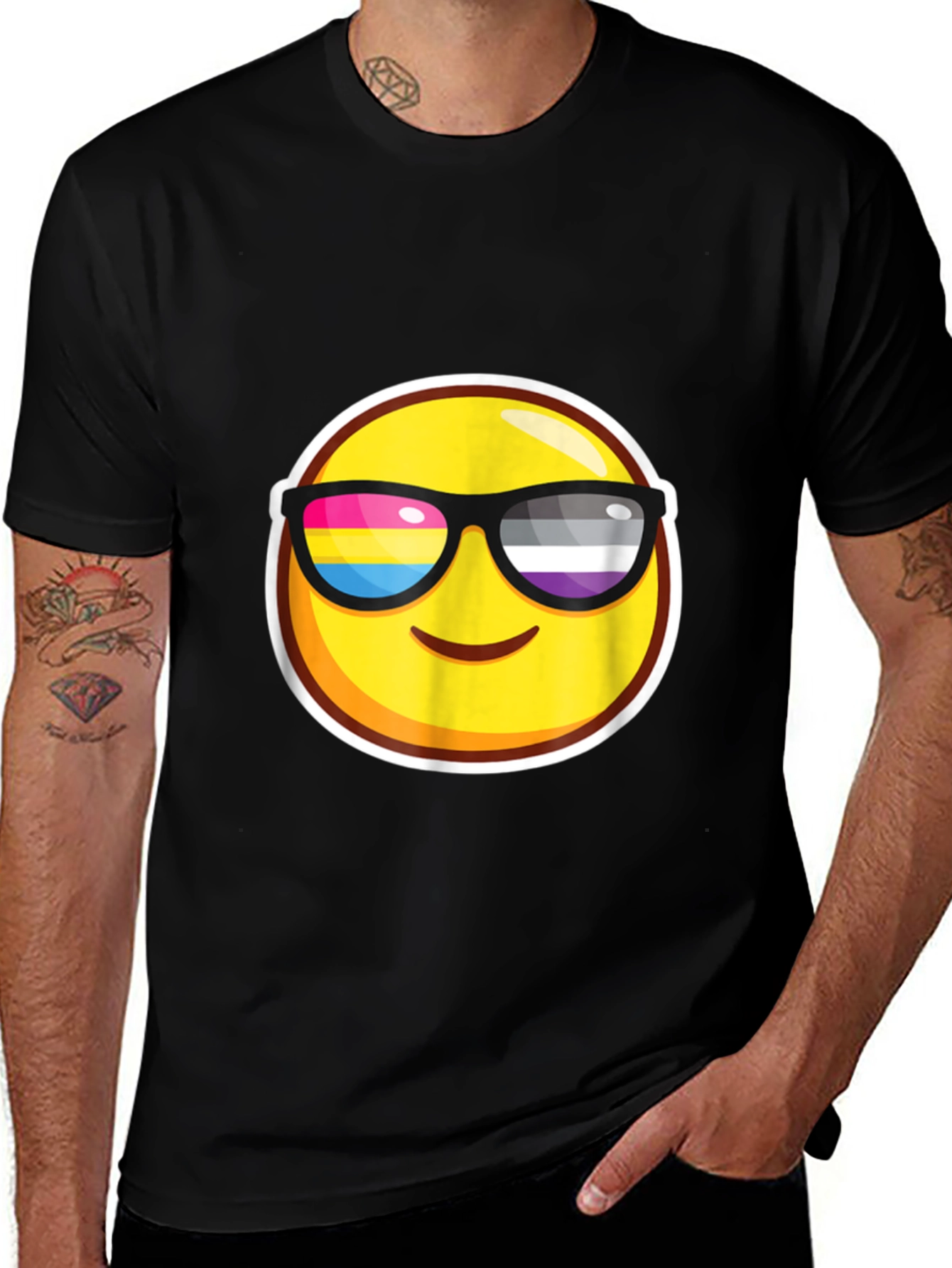Emoji Pride Sunglasses Black T-Shirt
