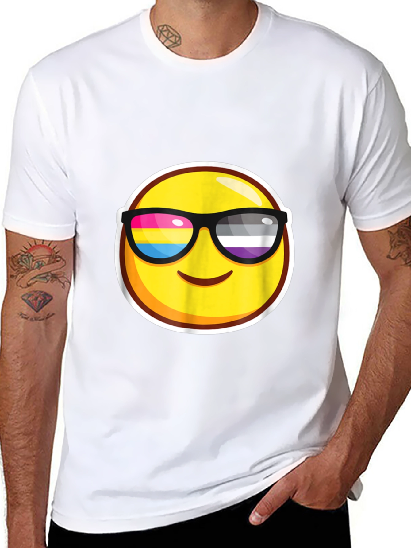 Emoji Pride Sunglasses Black T-Shirt