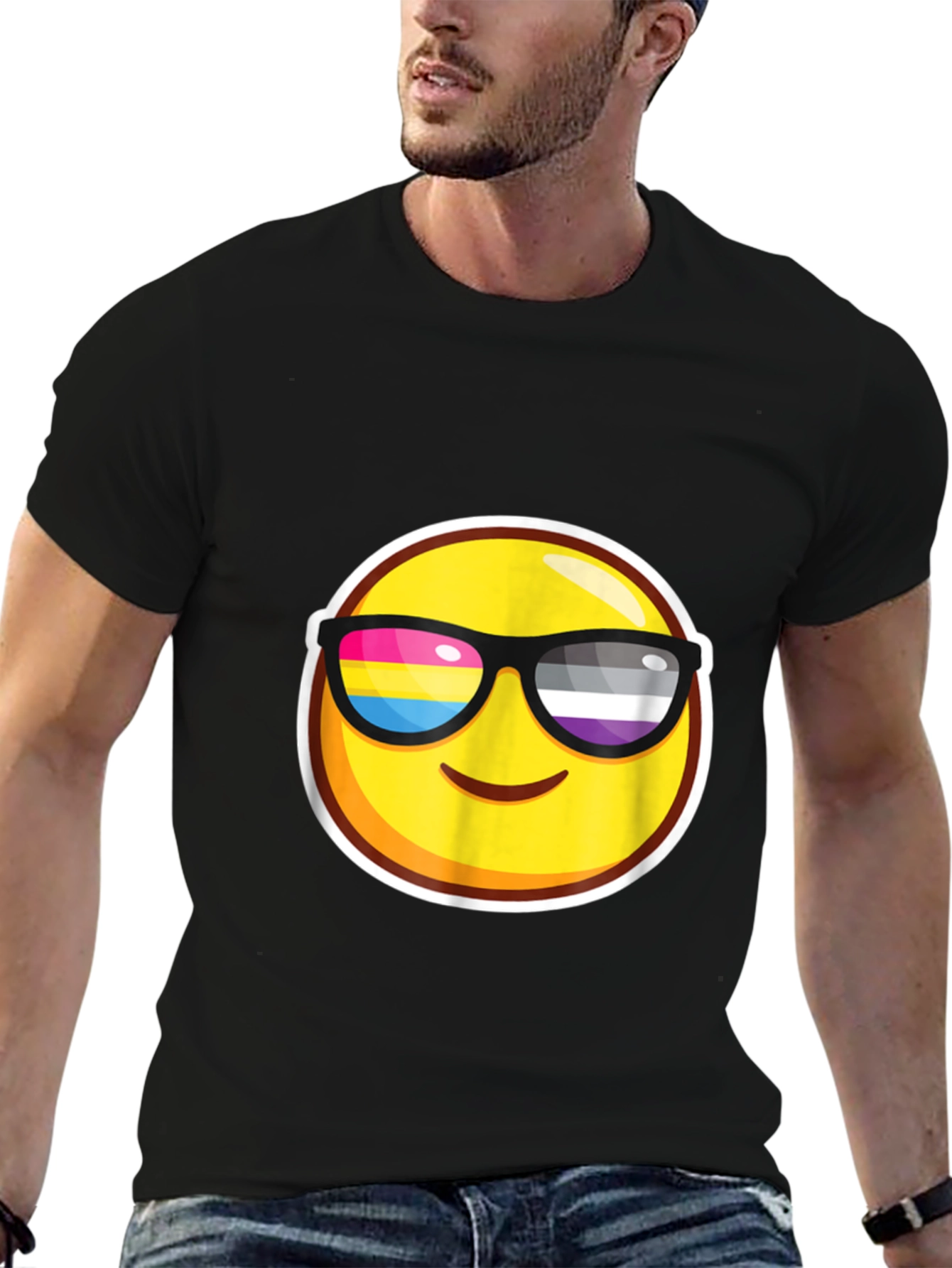 Emoji Pride Sunglasses Black T-Shirt