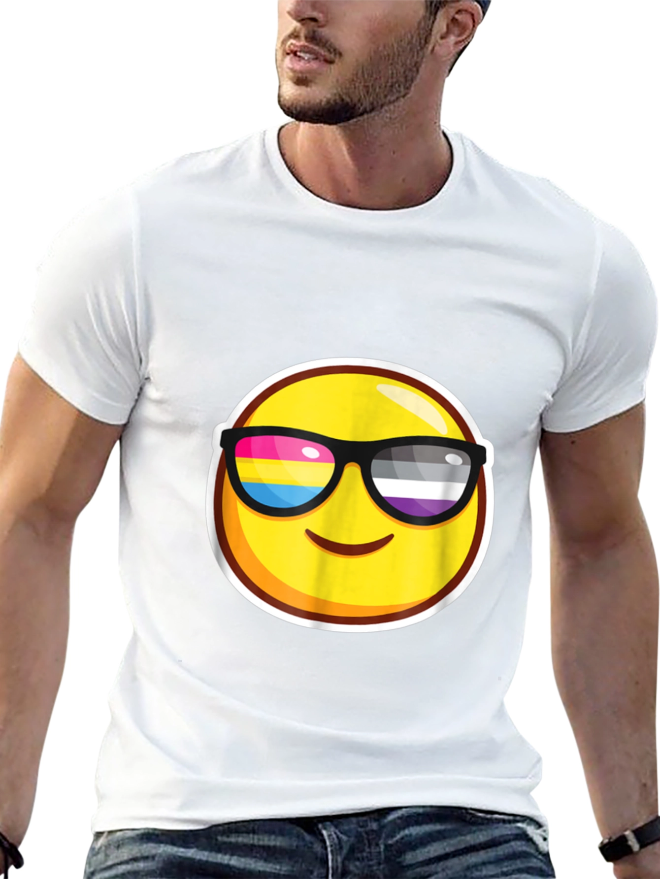 Emoji Pride Sunglasses Black T-Shirt