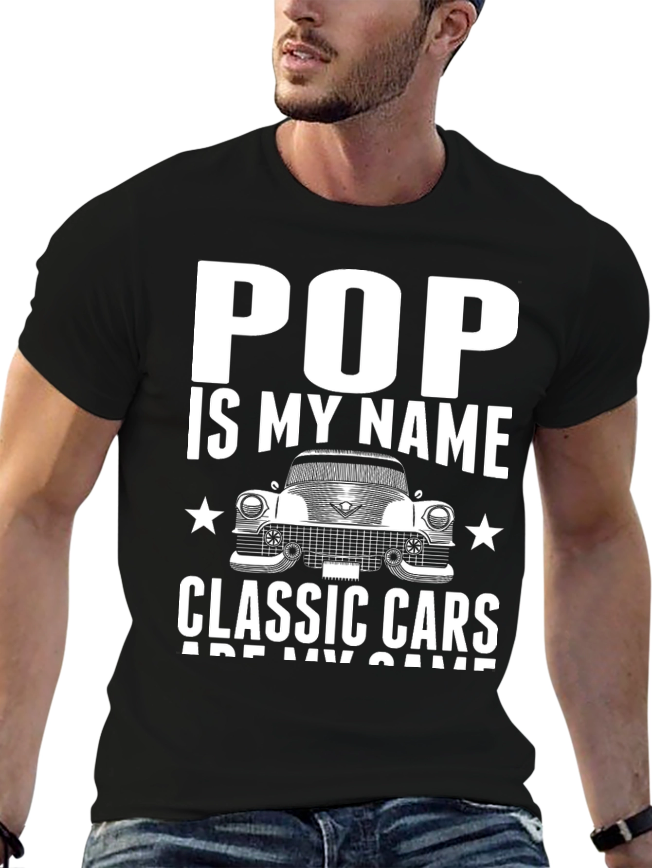 Pop Classic Car T-Shirt -  Mens Black Tee
