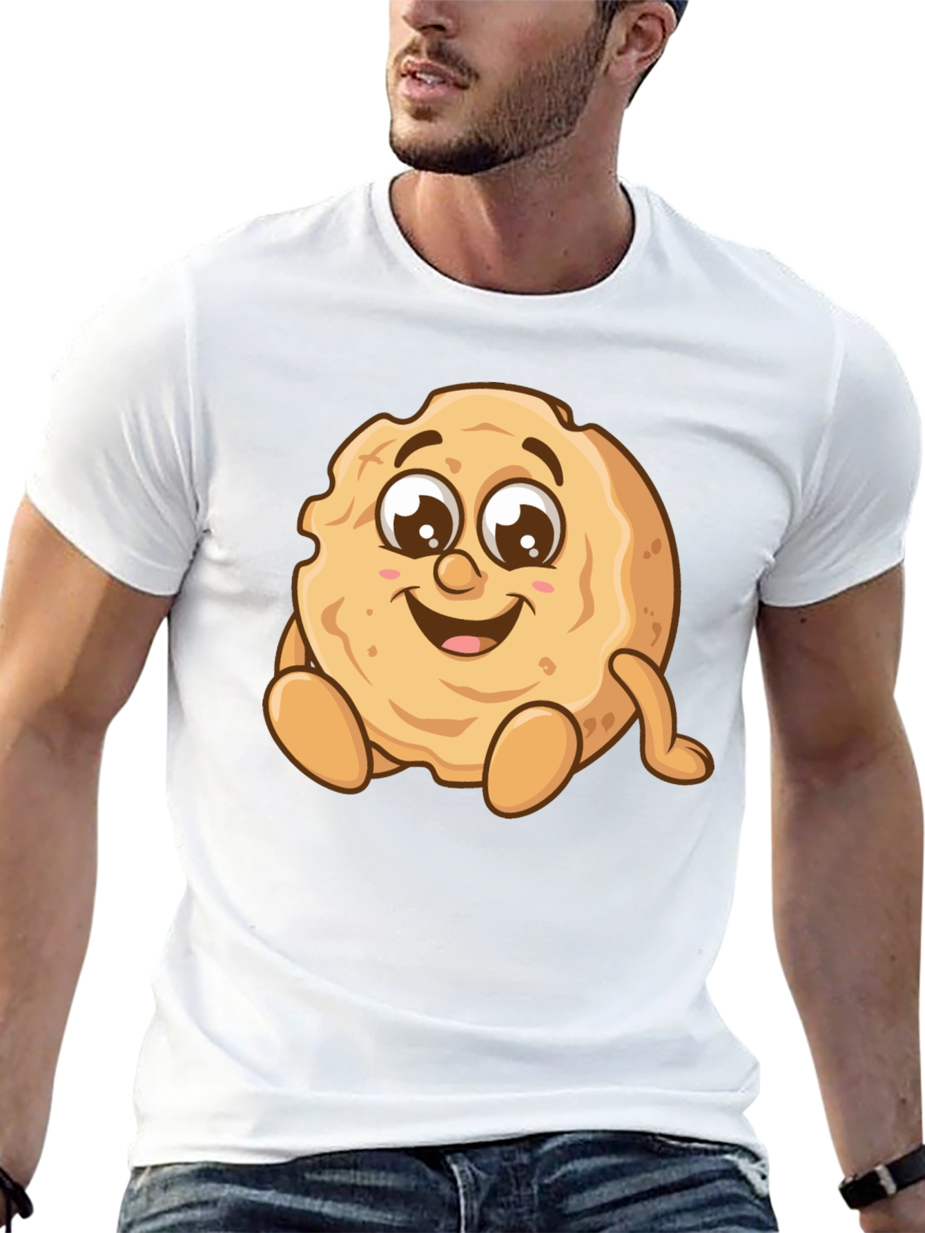 Funny Cookie Cartoon Graphic Tee - Unisex Black T-Shirt