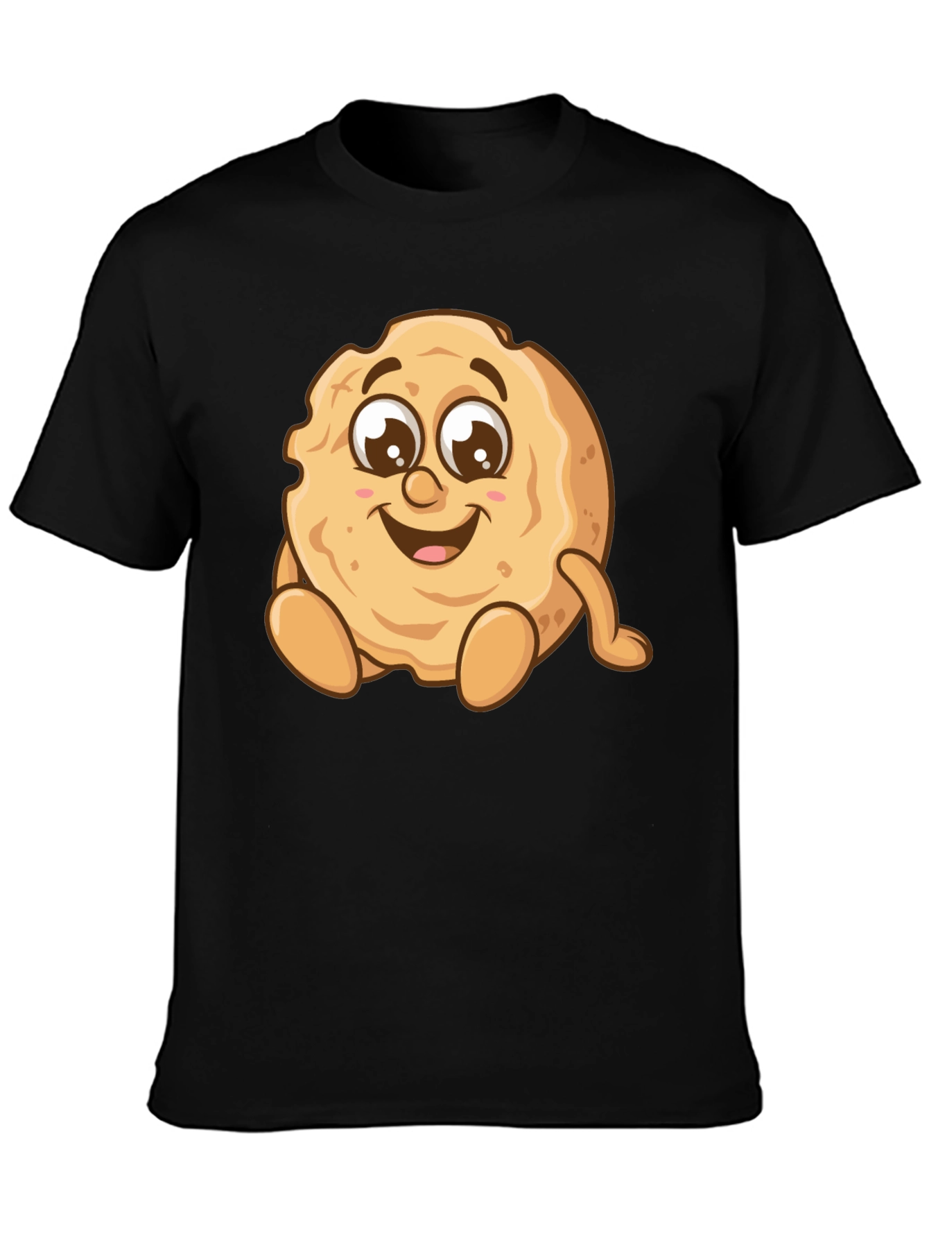 Funny Cookie Cartoon Graphic Tee - Unisex Black T-Shirt